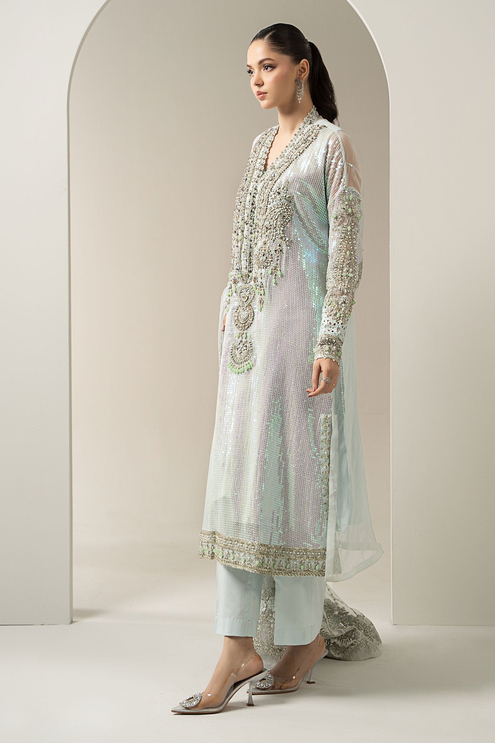 3 Piece Embroidered Chiffon Suit | BDS-3005