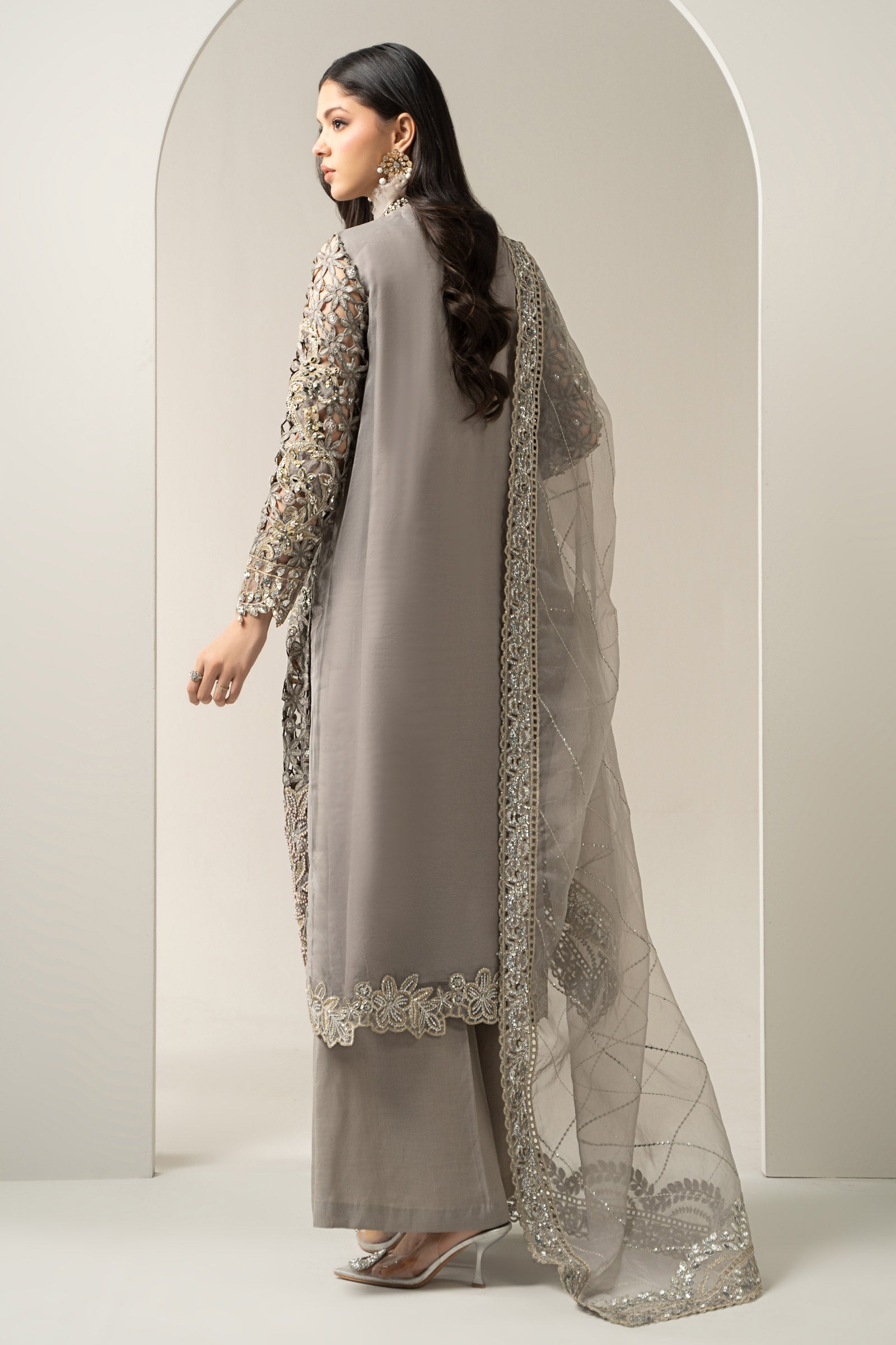 3 Piece Embroidered Organza Suit | BDS-3006