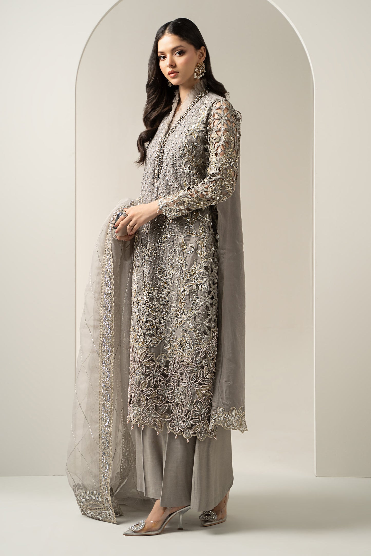 3 Piece Embroidered Organza Suit | BDS-3006
