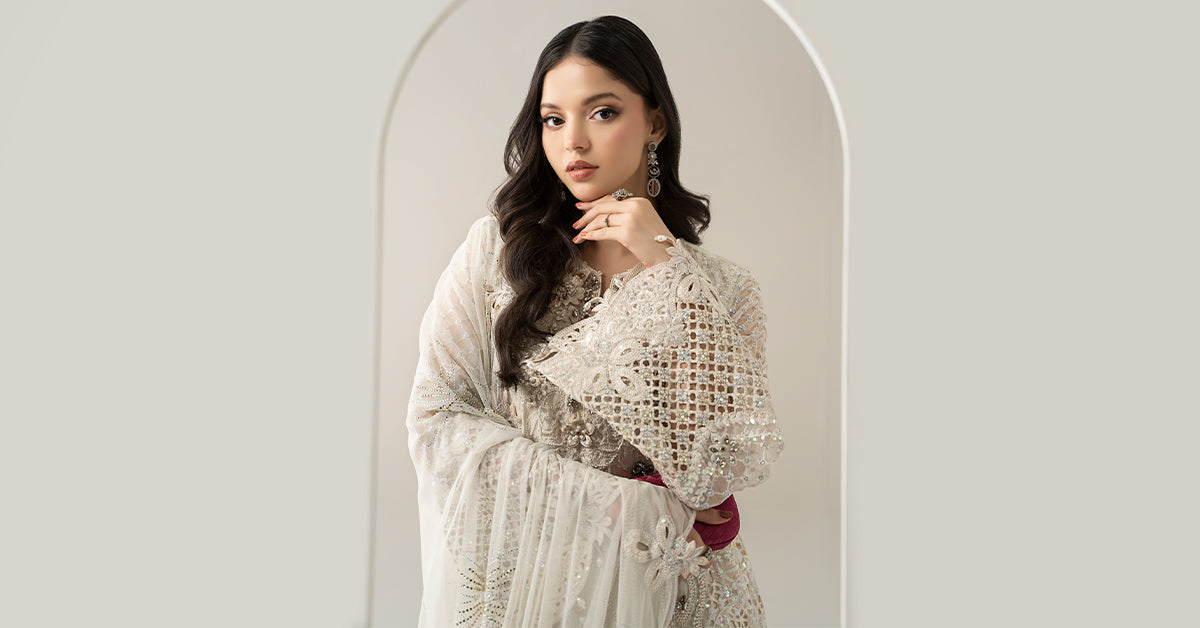 3 Piece Embroidered Chiffon Suit | BDS-3007