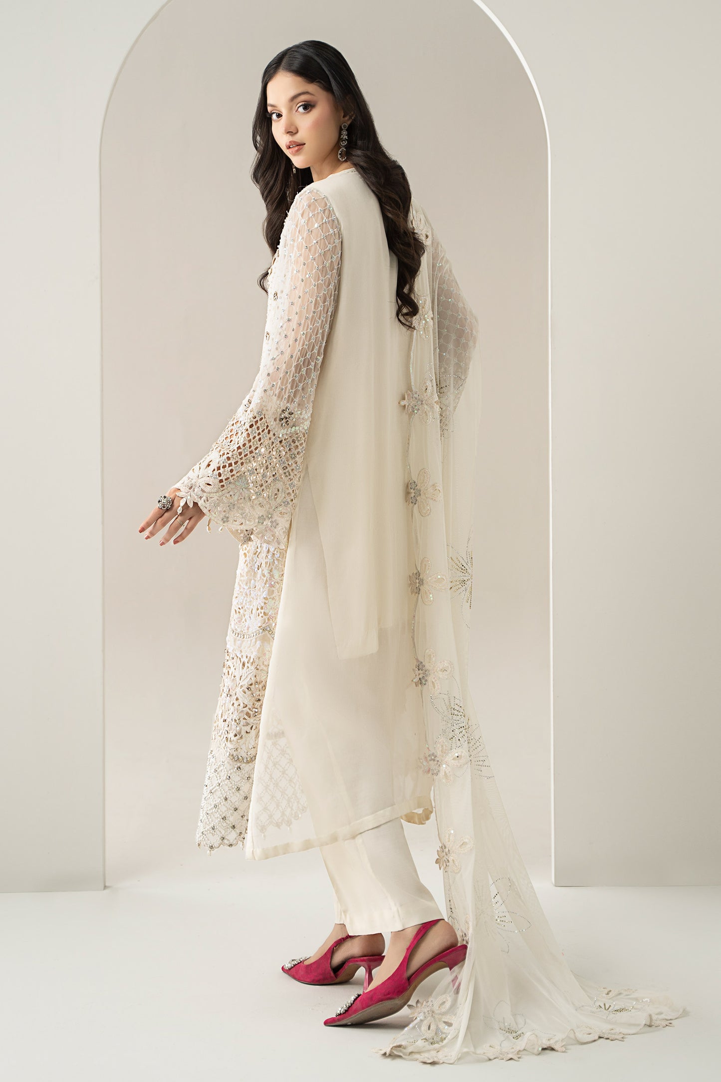 3 Piece Embroidered Chiffon Suit | BDS-3007