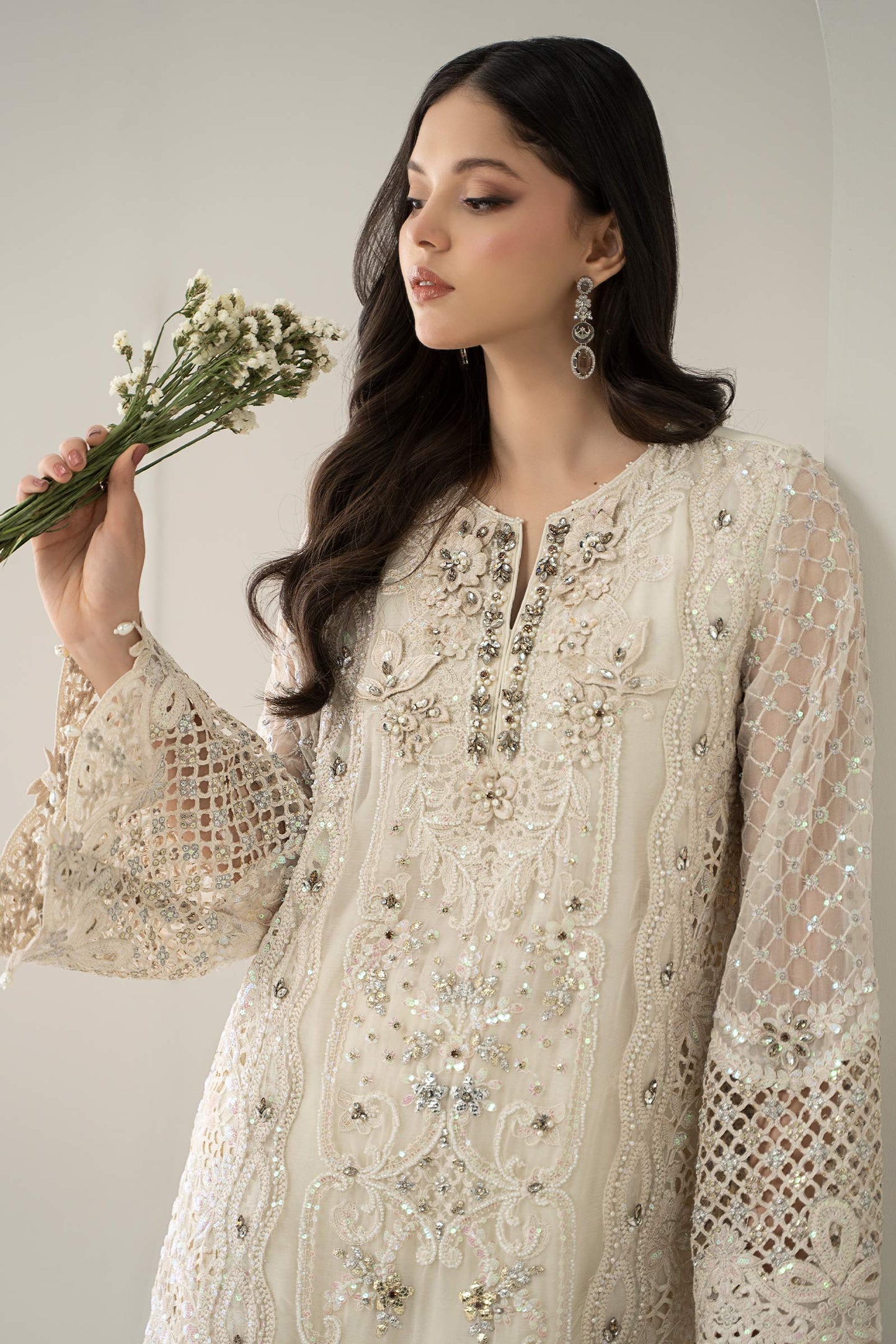 3 Piece Embroidered Chiffon Suit | BDS-3007