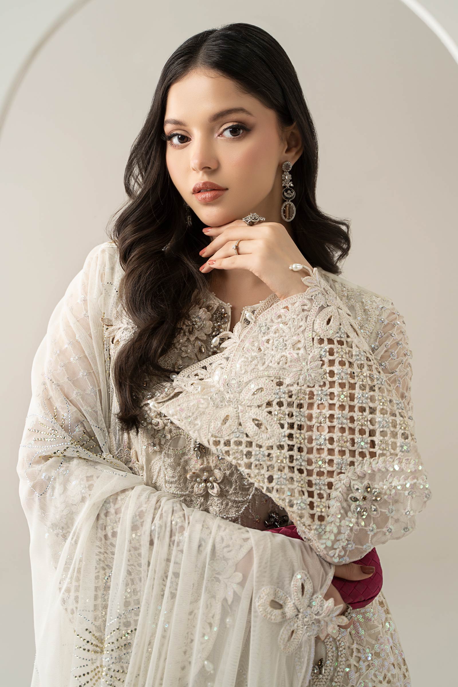 3 Piece Embroidered Chiffon Suit | BDS-3007