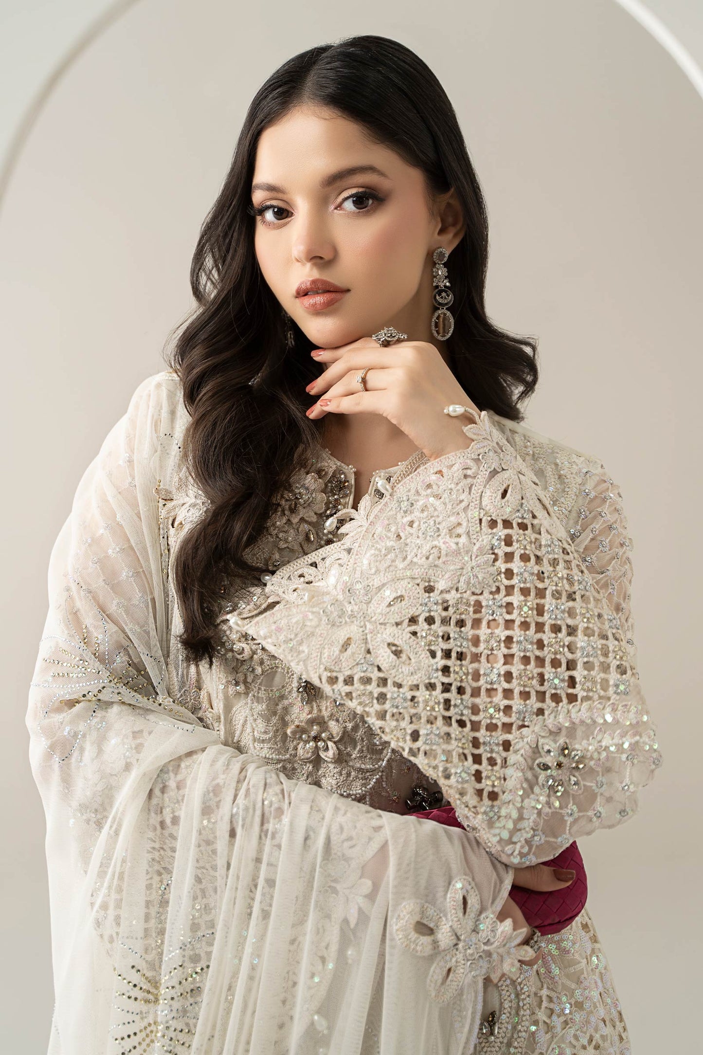 3 Piece Embroidered Chiffon Suit | BDS-3007