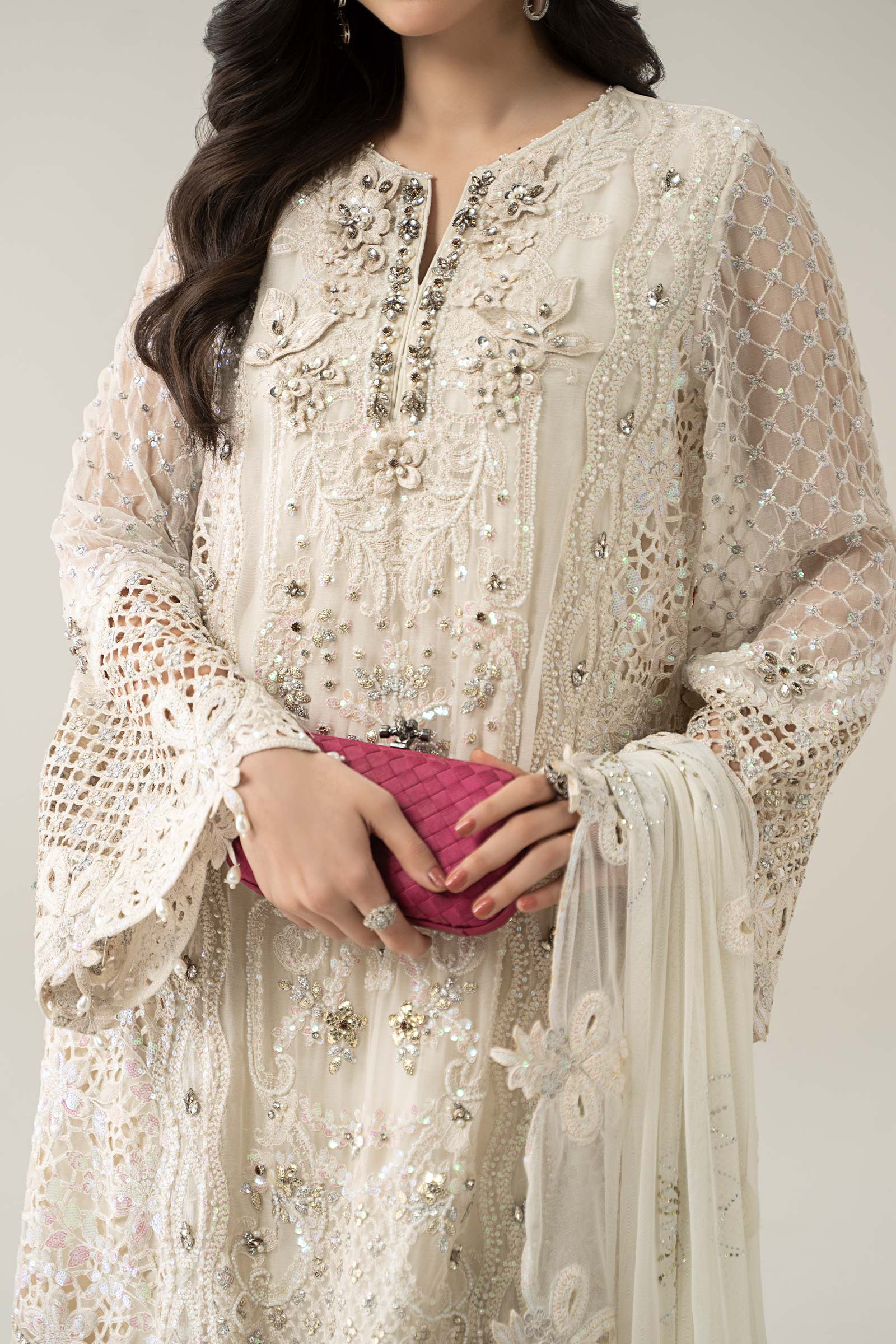 3 Piece Embroidered Chiffon Suit | BDS-3007