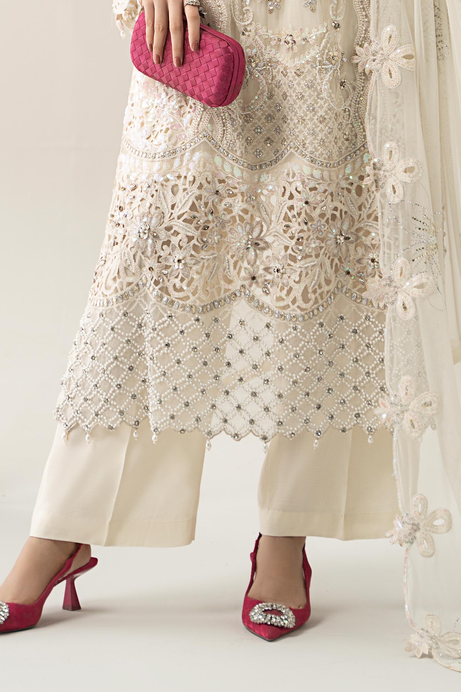 3 Piece Embroidered Chiffon Suit | BDS-3007