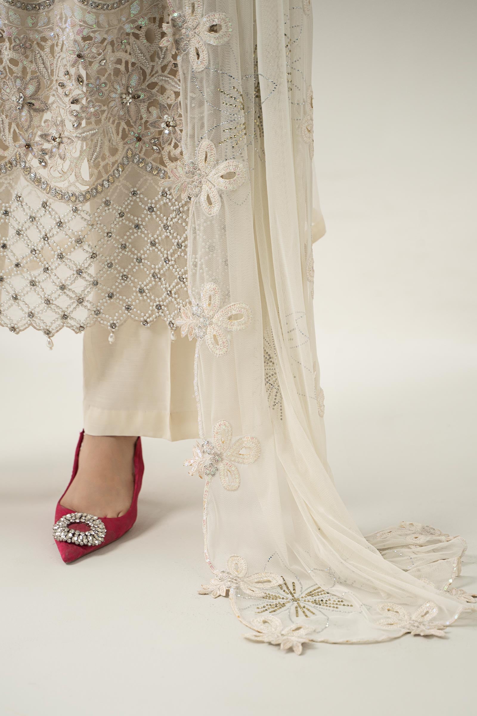 3 Piece Embroidered Chiffon Suit | BDS-3007