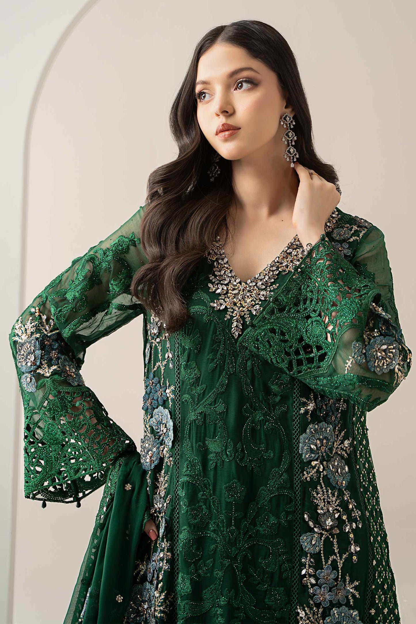 3 Piece Embroidered Chiffon Suit | BDS-3008