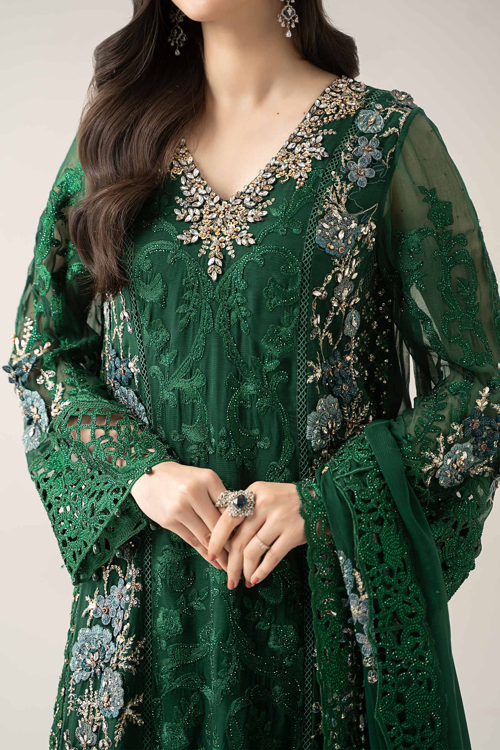 3 Piece Embroidered Chiffon Suit | BDS-3008