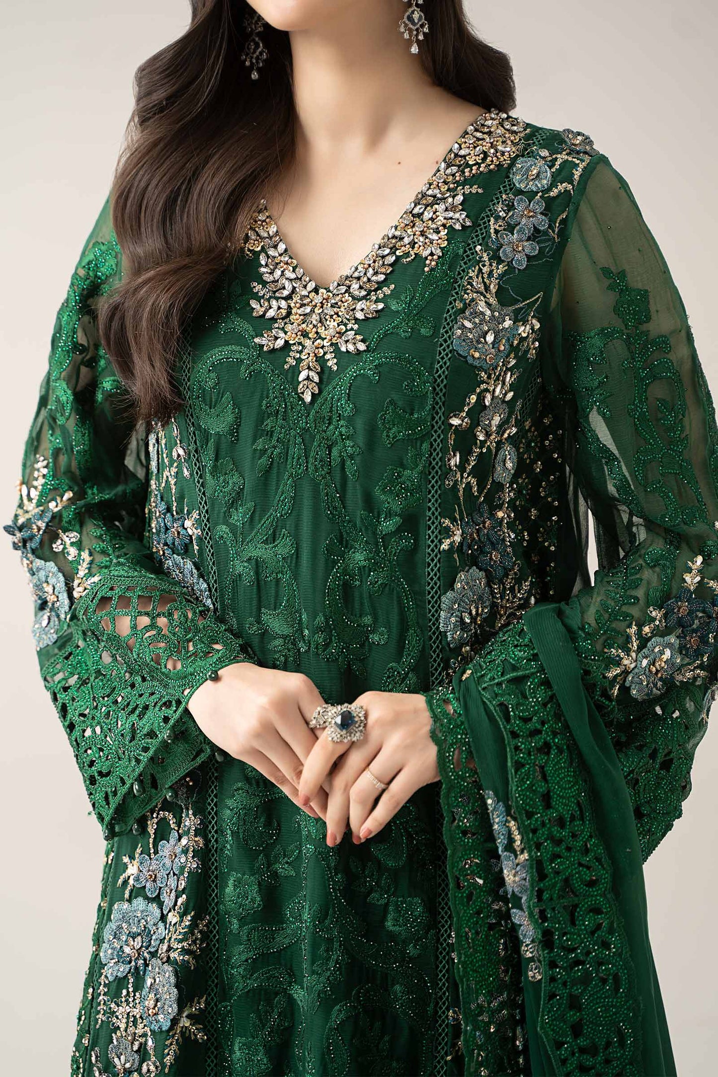 3 Piece Embroidered Chiffon Suit | BDS-3008