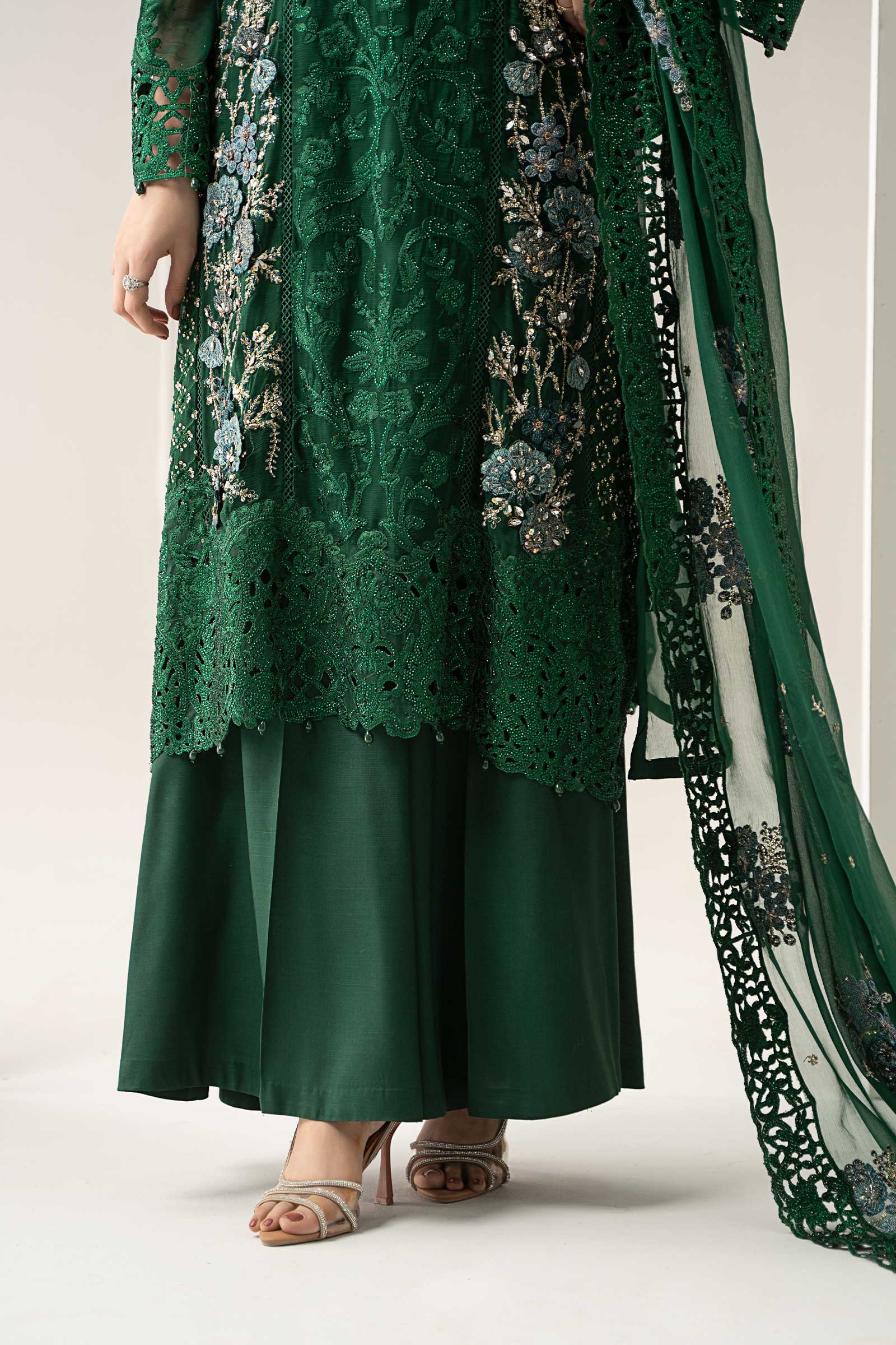 3 Piece Embroidered Chiffon Suit | BDS-3008