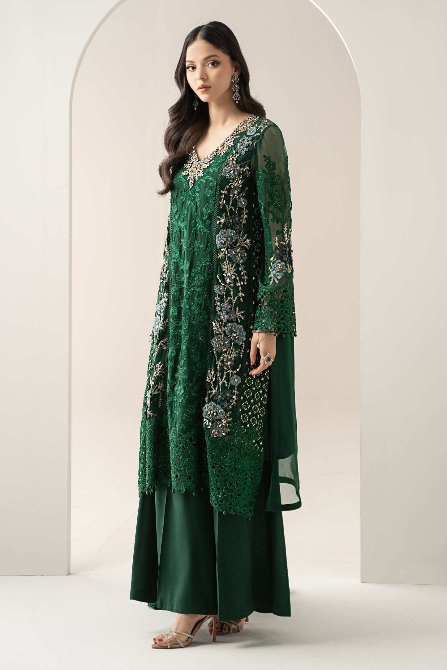 3 Piece Embroidered Chiffon Suit | BDS-3008