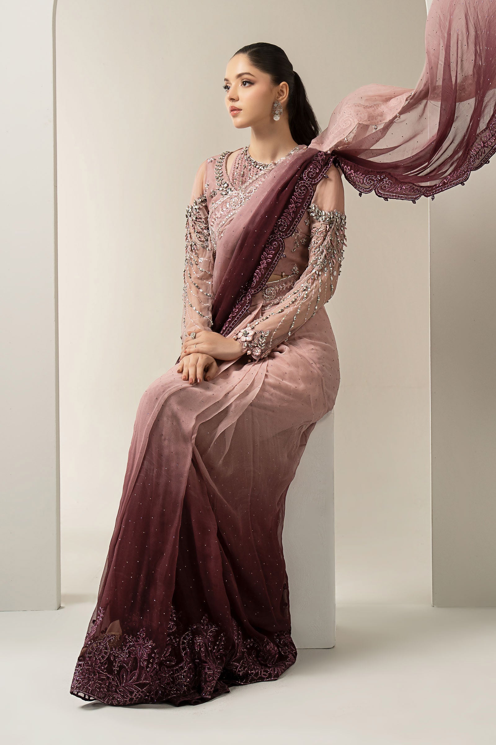 Embroidered Chiffon Saree | BDS-3001