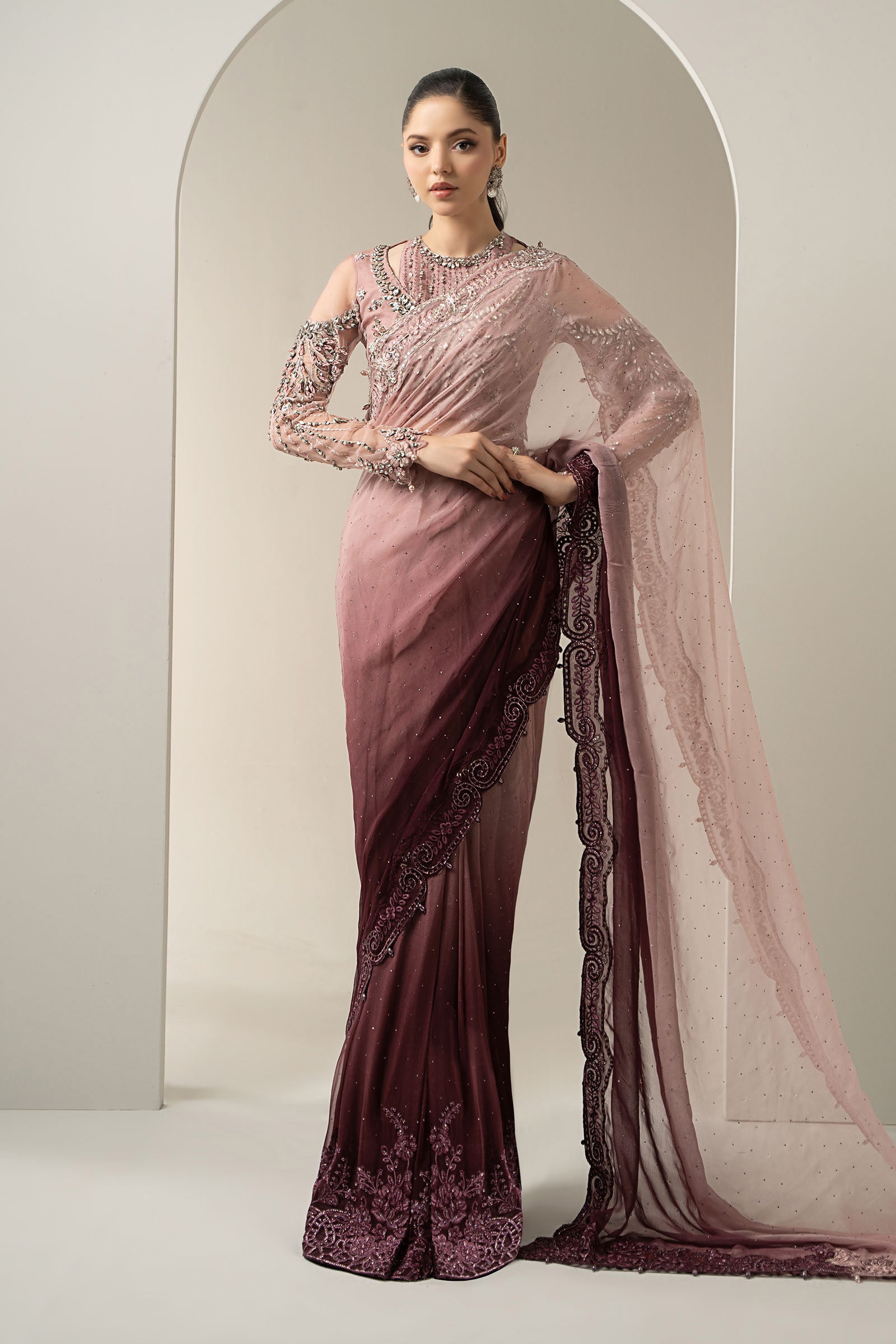 Embroidered Chiffon Saree | BDS-3001