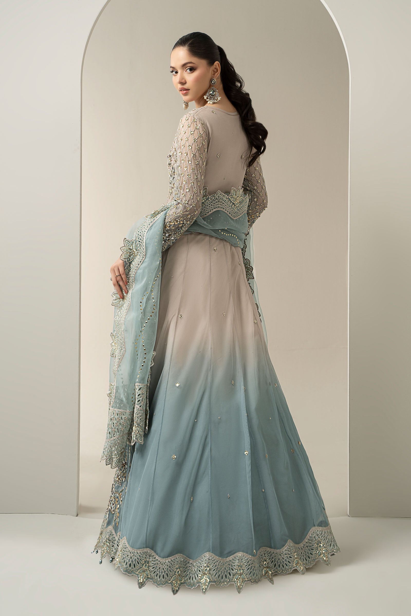 3 Piece Embroidered Net Suit | BDS-3002