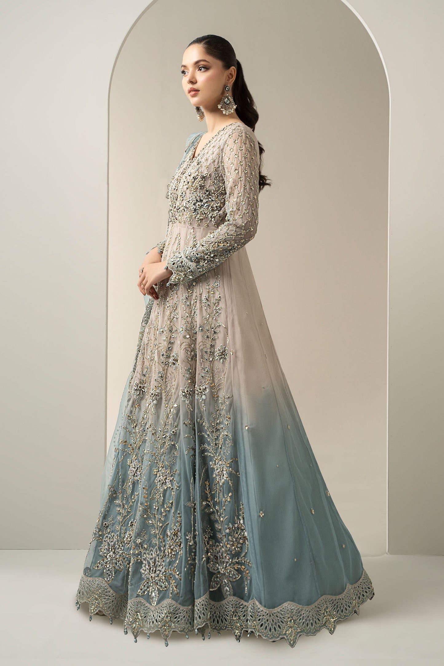 3 Piece Embroidered Net Suit | BDS-3002