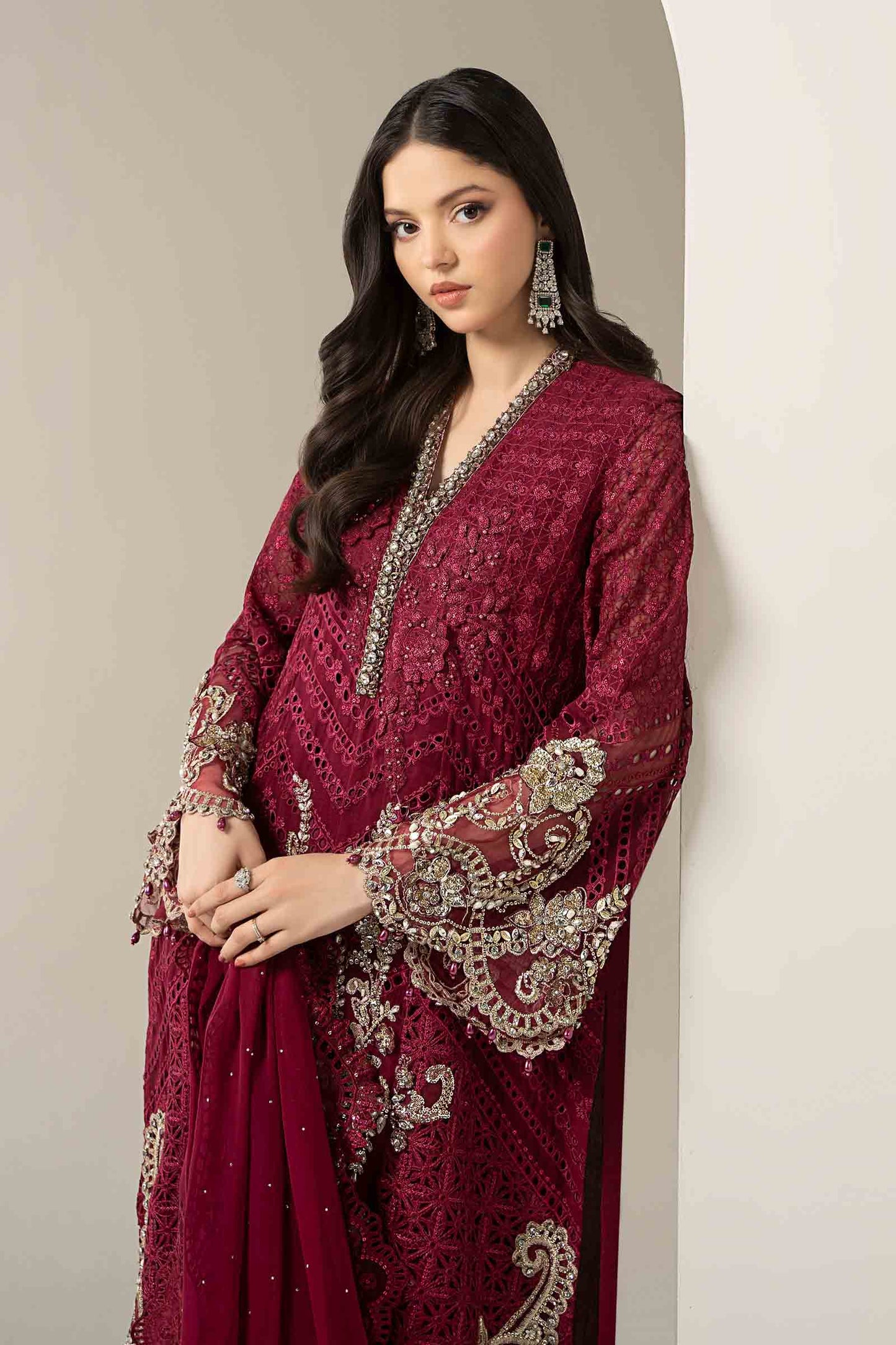 3 Piece Embroidered Chiffon Suit | BDS-3003