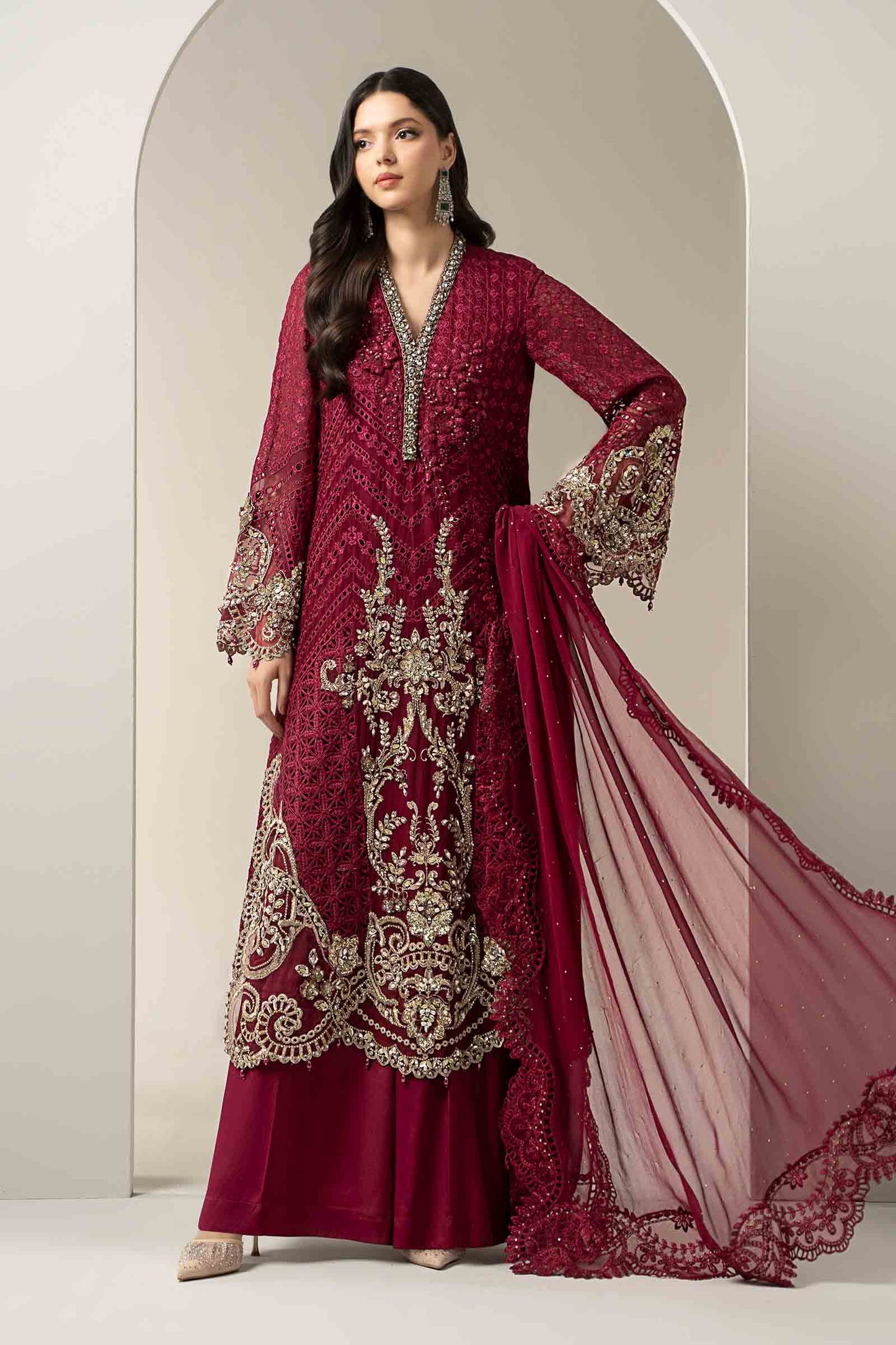 3 Piece Embroidered Chiffon Suit | BDS-3003