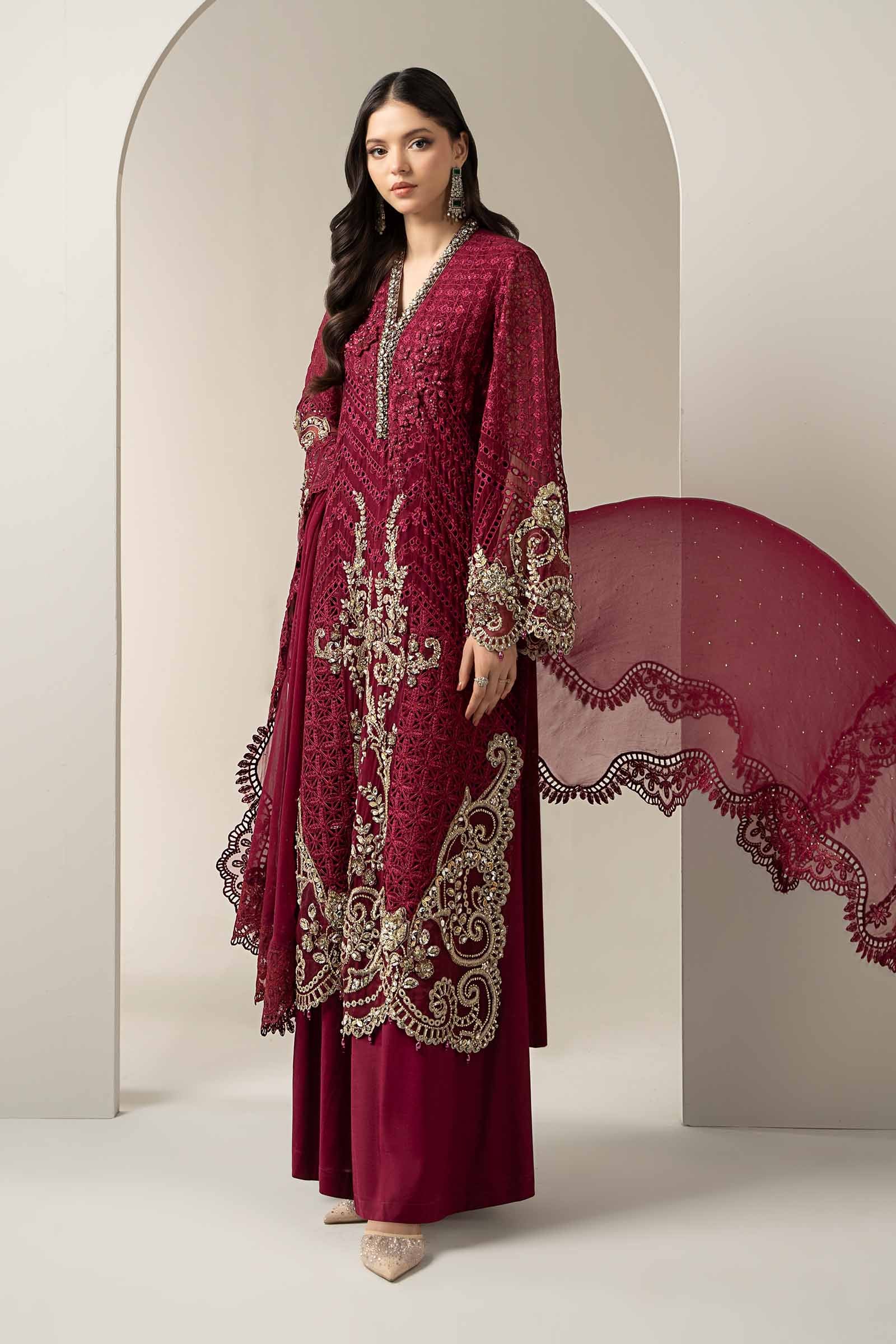 3 Piece Embroidered Chiffon Suit | BDS-3003