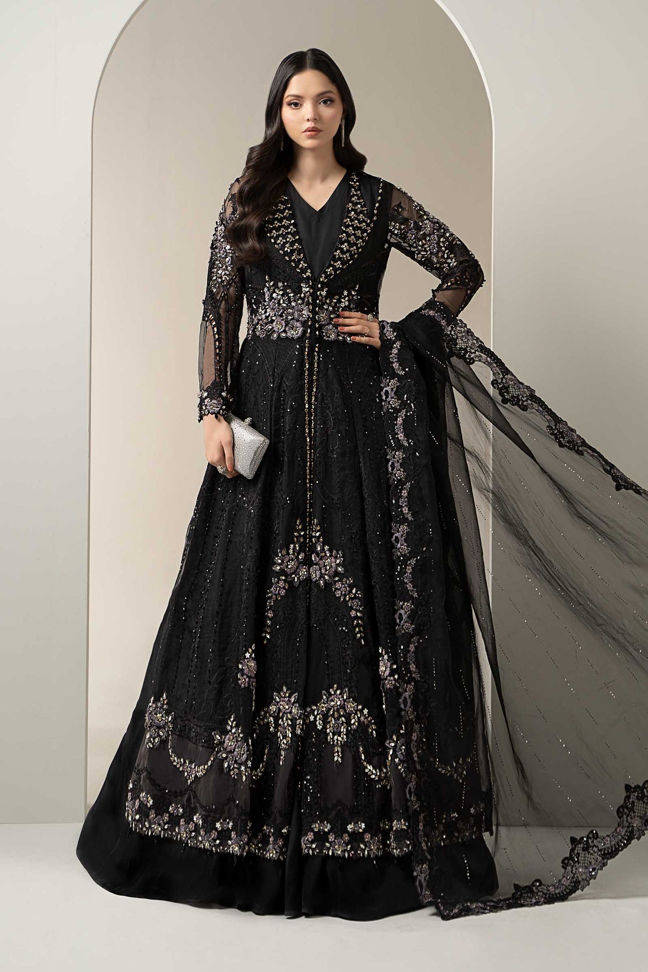 3 Piece Embroidered Organza Suit | BDS-3004