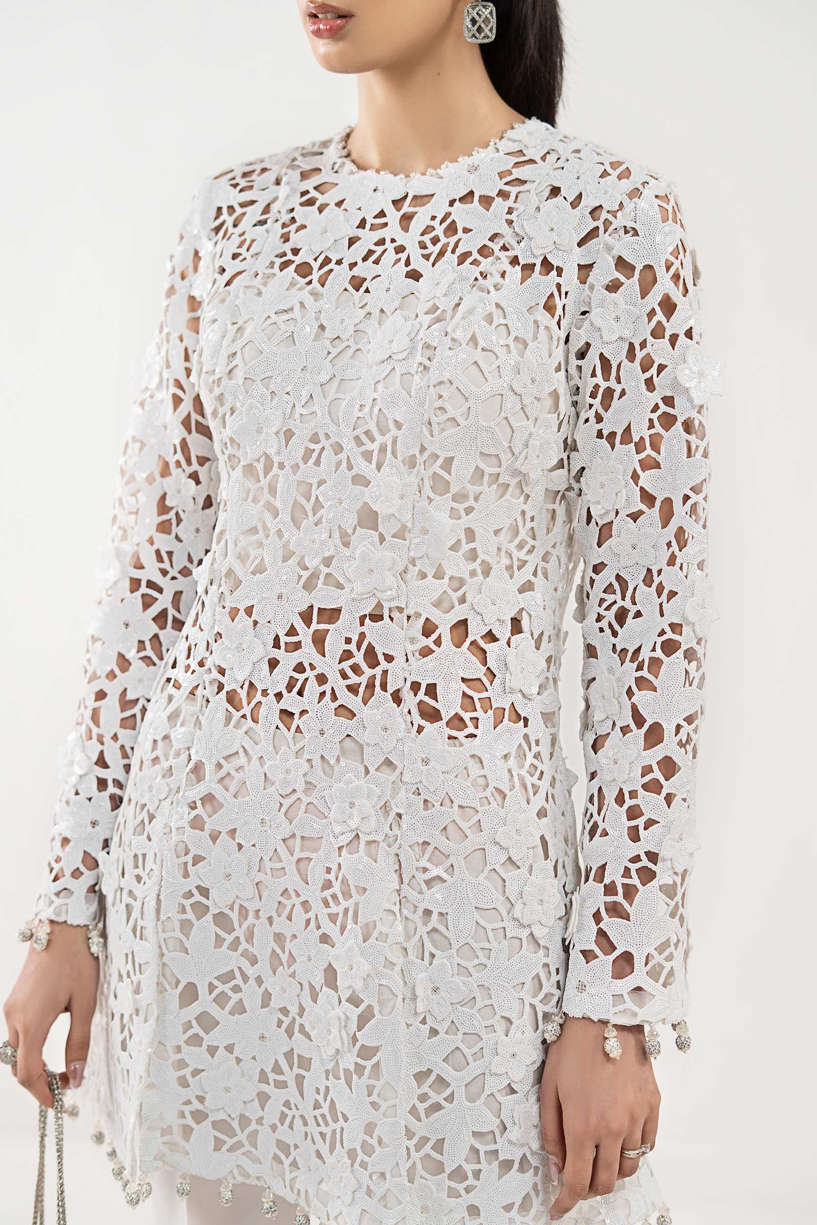 Embroidered Lace Fabric (1Pc)