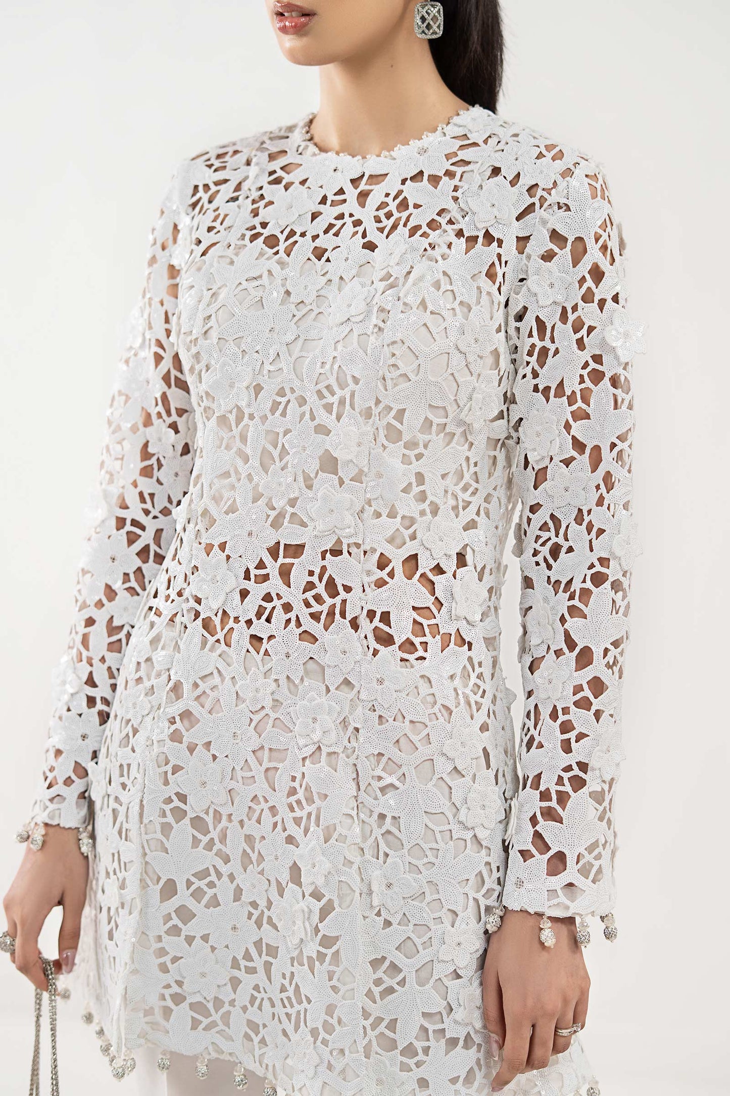 Embroidered Lace Fabric (1Pc)