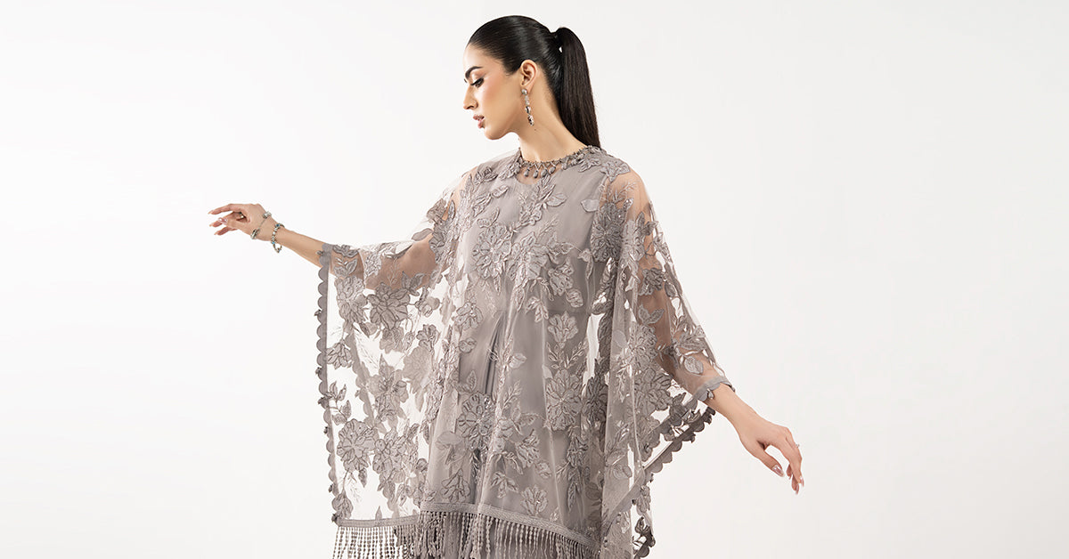 Embroidered Net Fabric (1Pc)