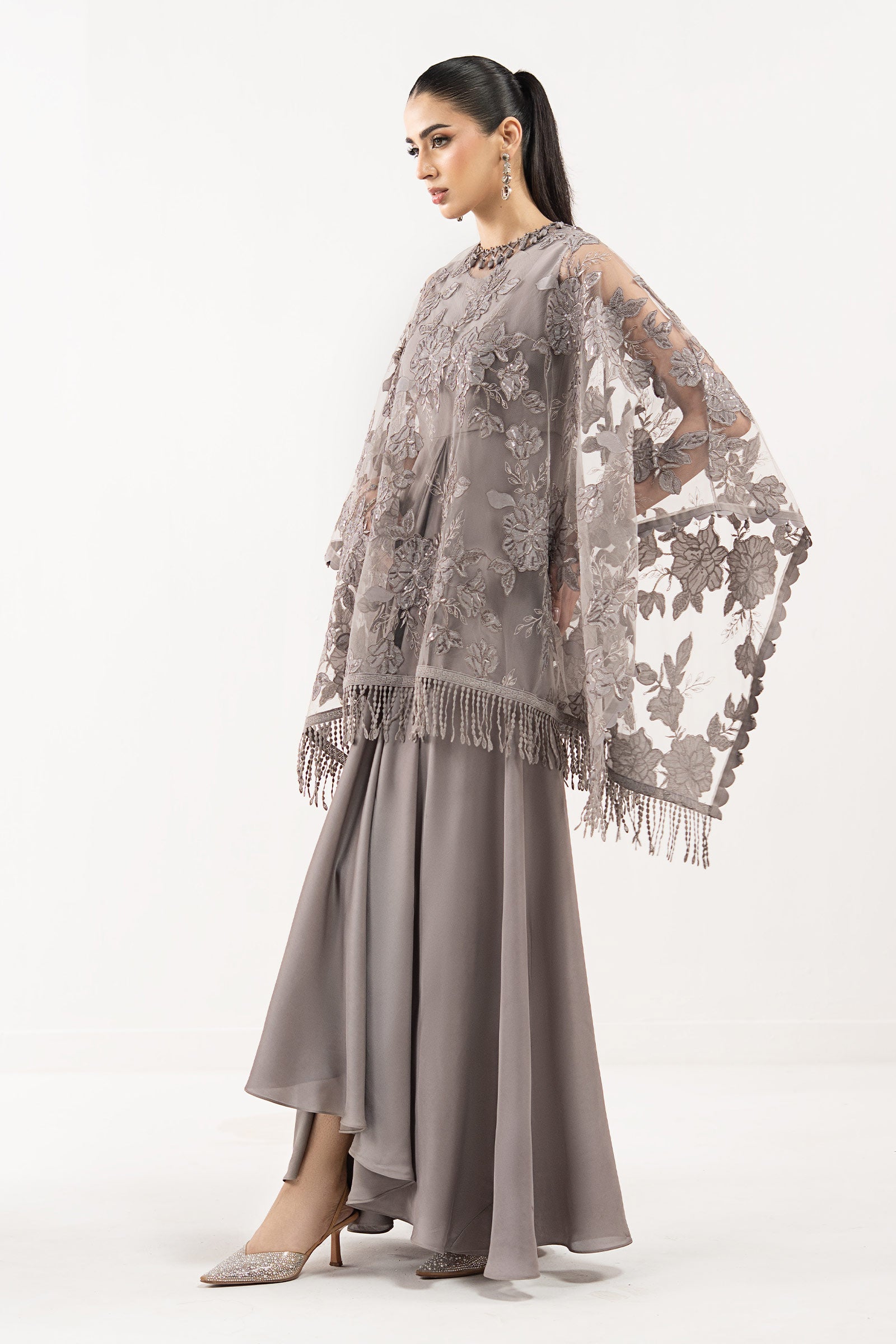 Embroidered Net Fabric (1Pc)