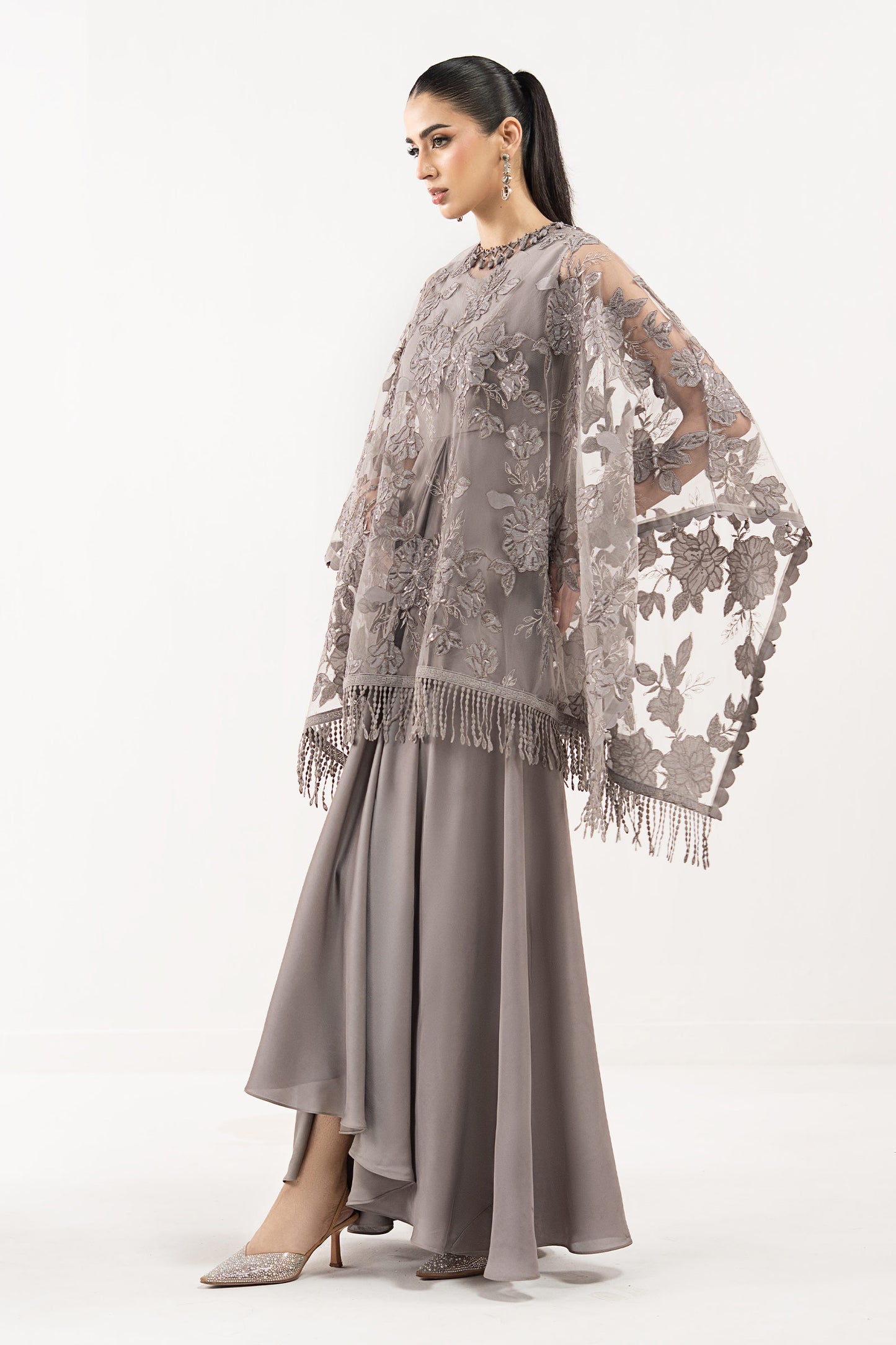 Embroidered Net Fabric (1Pc)