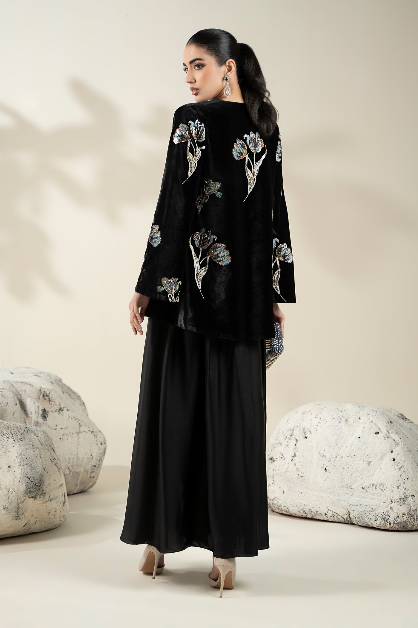 Embellished Velvet Fabric (1Pc) | LF-CH25-07
