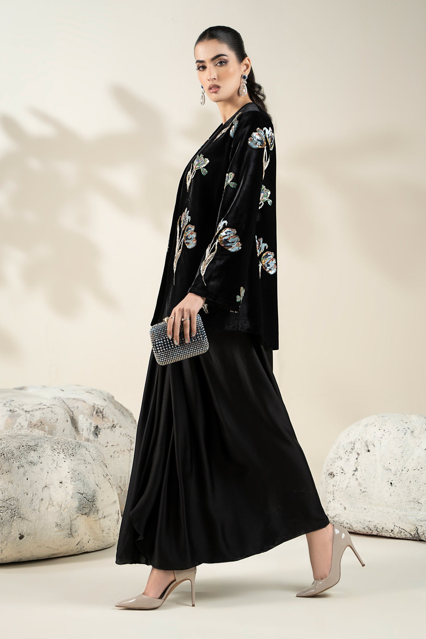 Embellished Velvet Fabric (1Pc) | LF-CH25-07