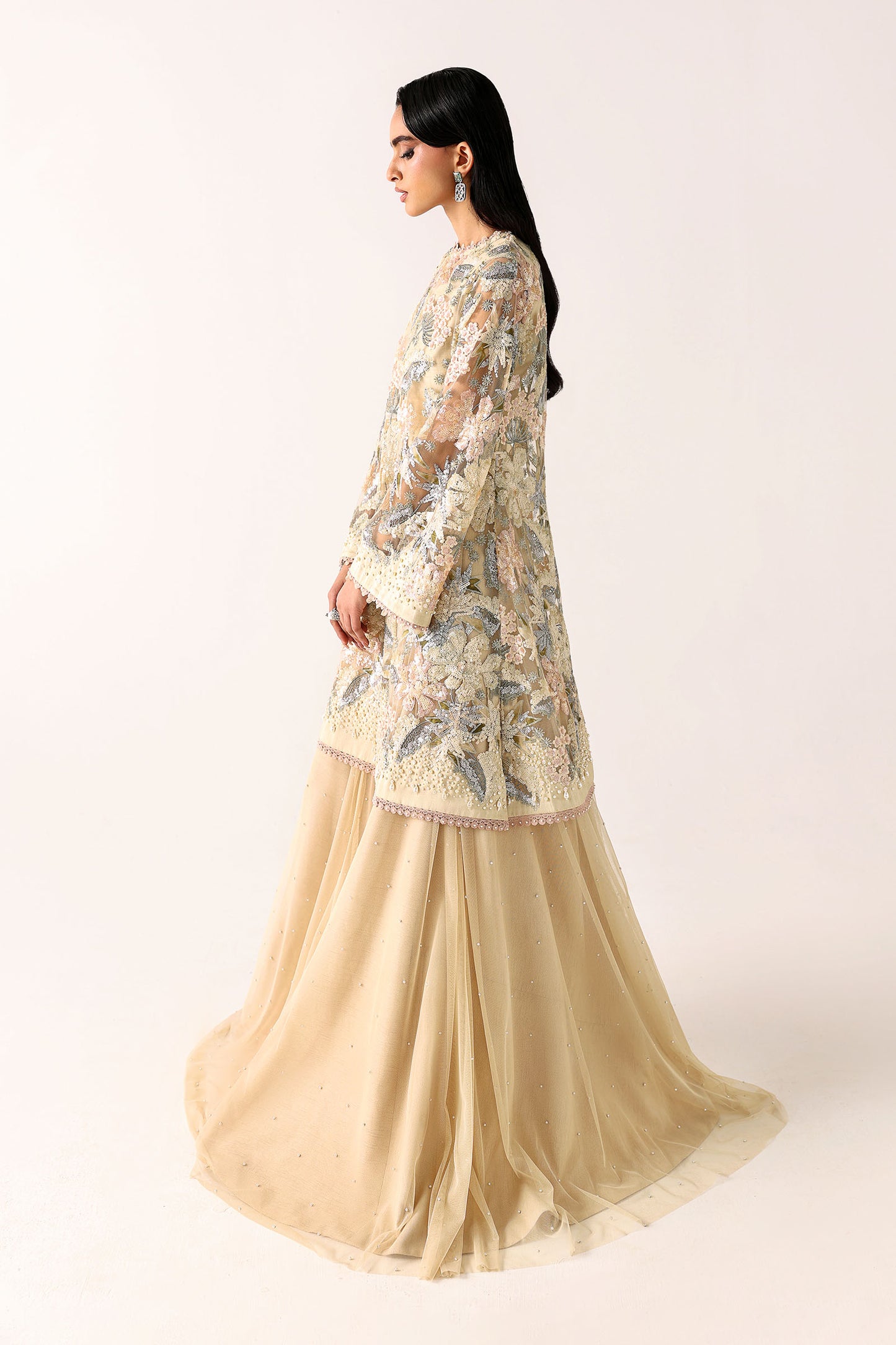Embroidered Net Fabric (1Pc)