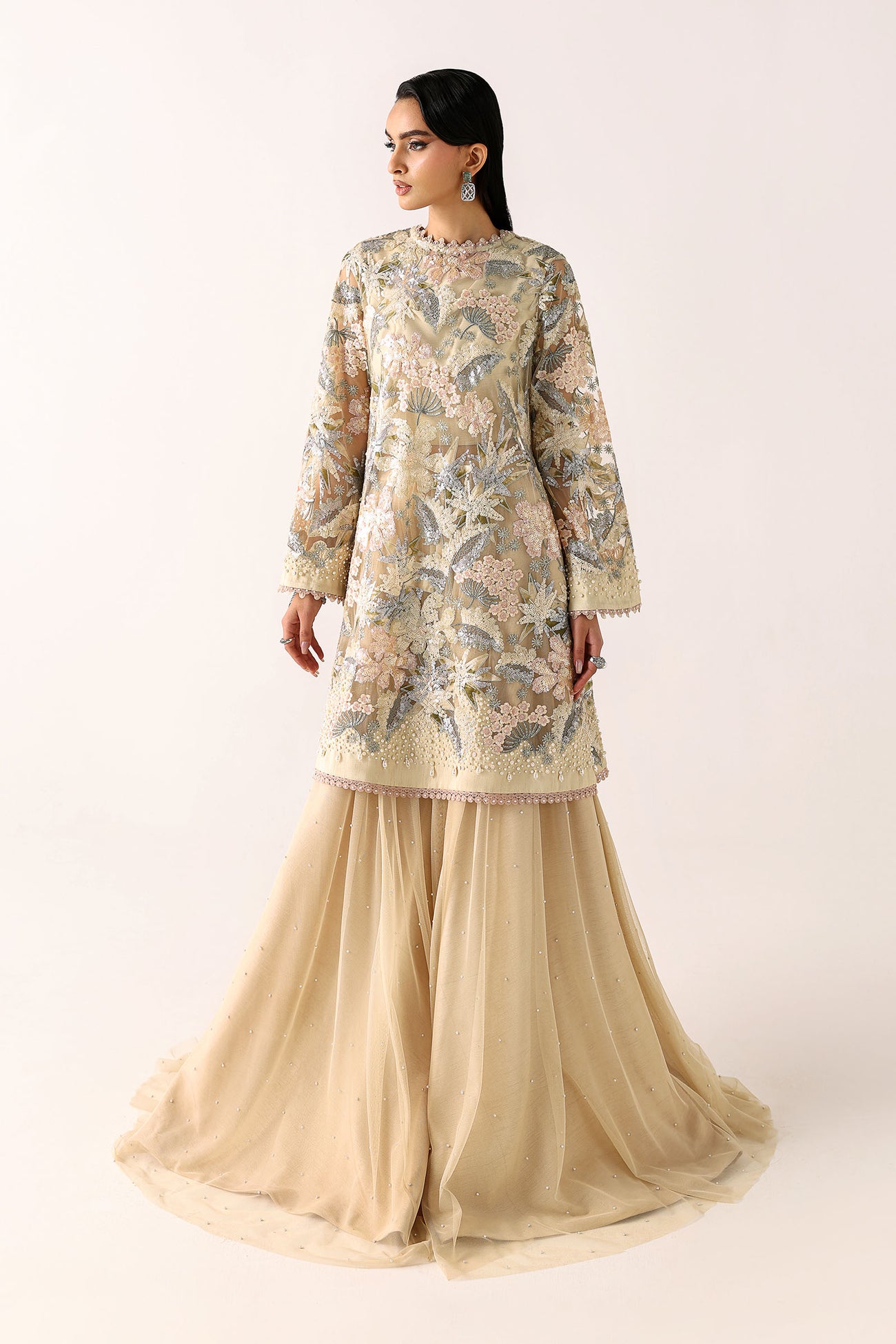 Embroidered Net Fabric (1Pc)