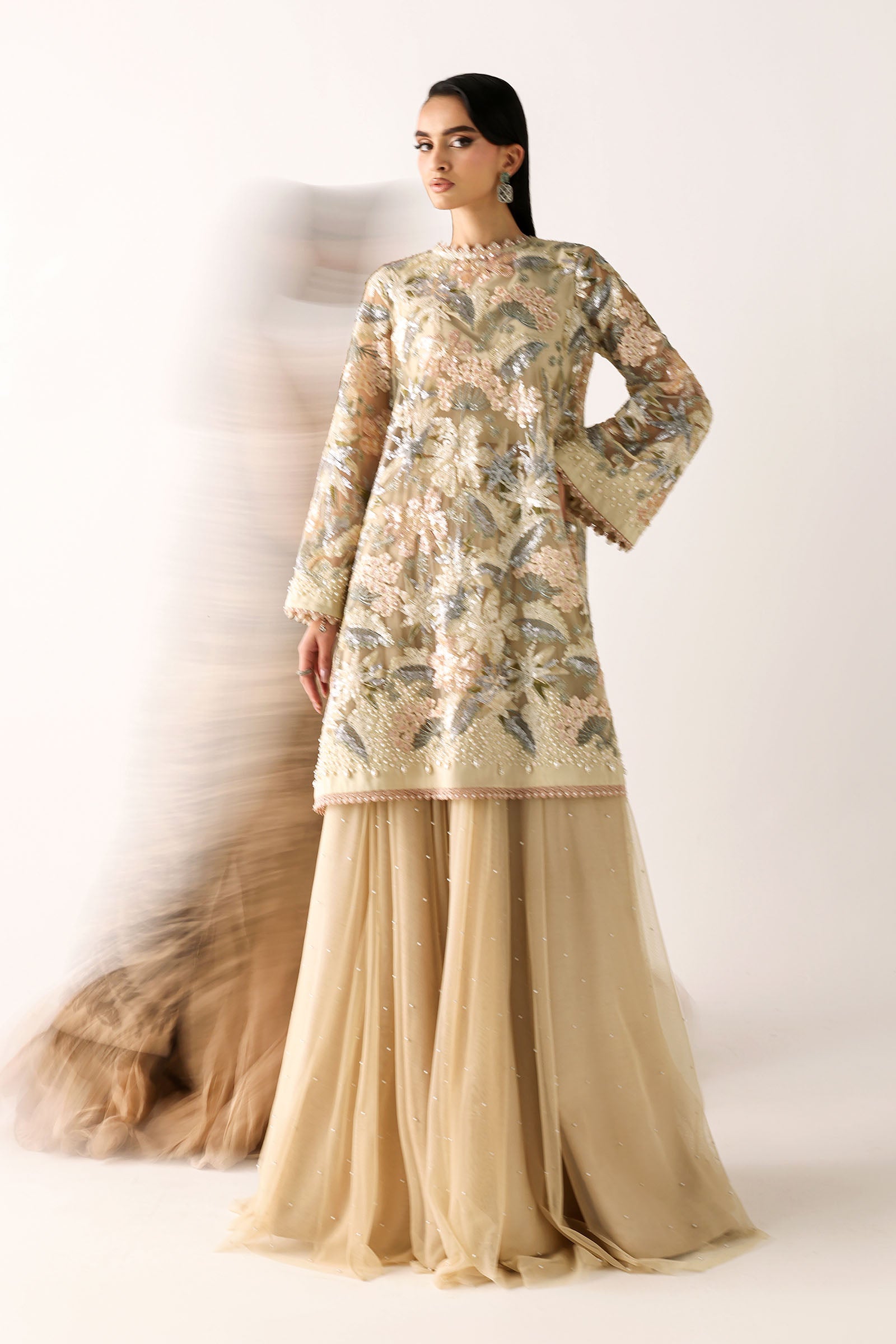 Embroidered Net Fabric (1Pc)