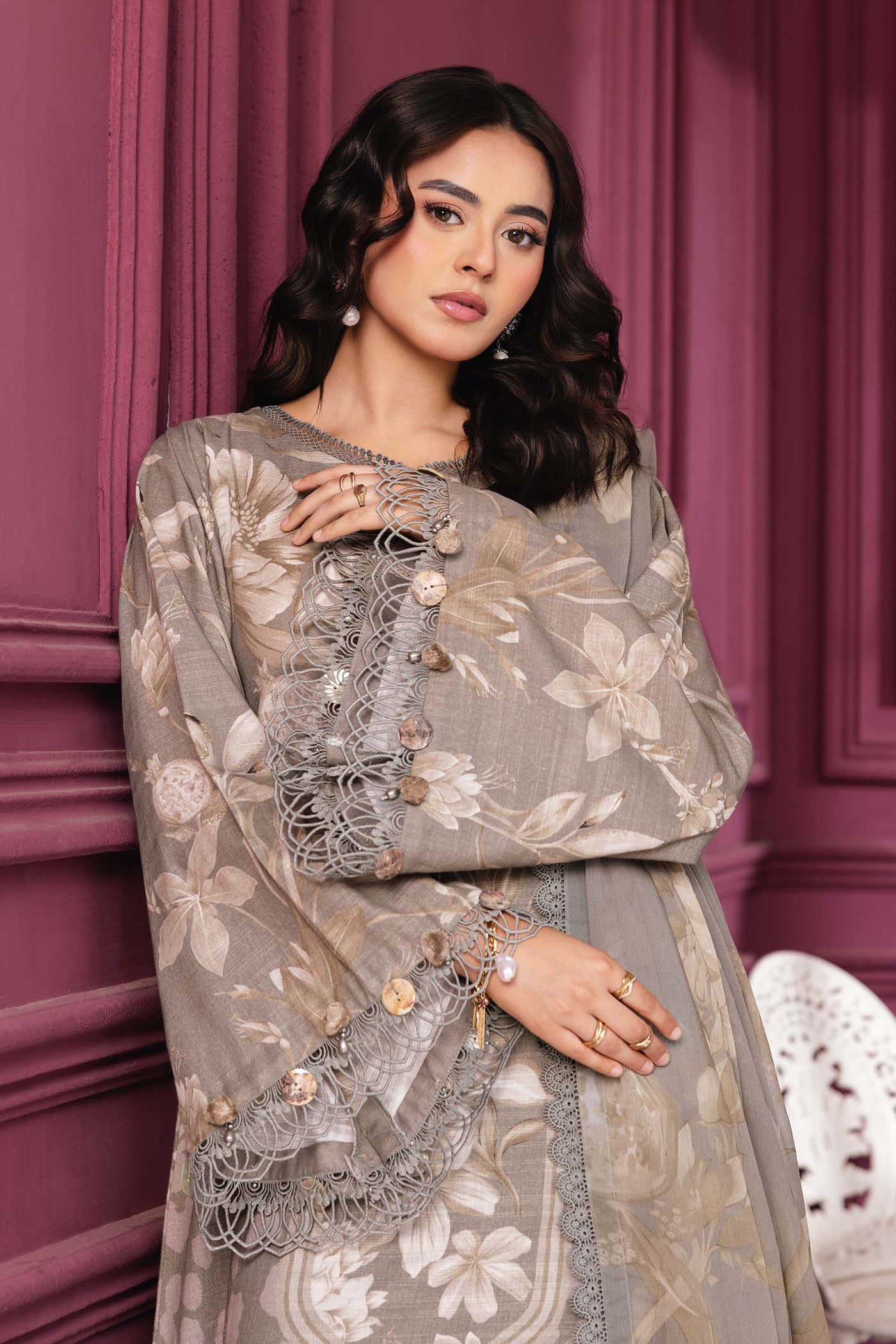 3 Pc Unstitched Printed Slub Khaddar Suit