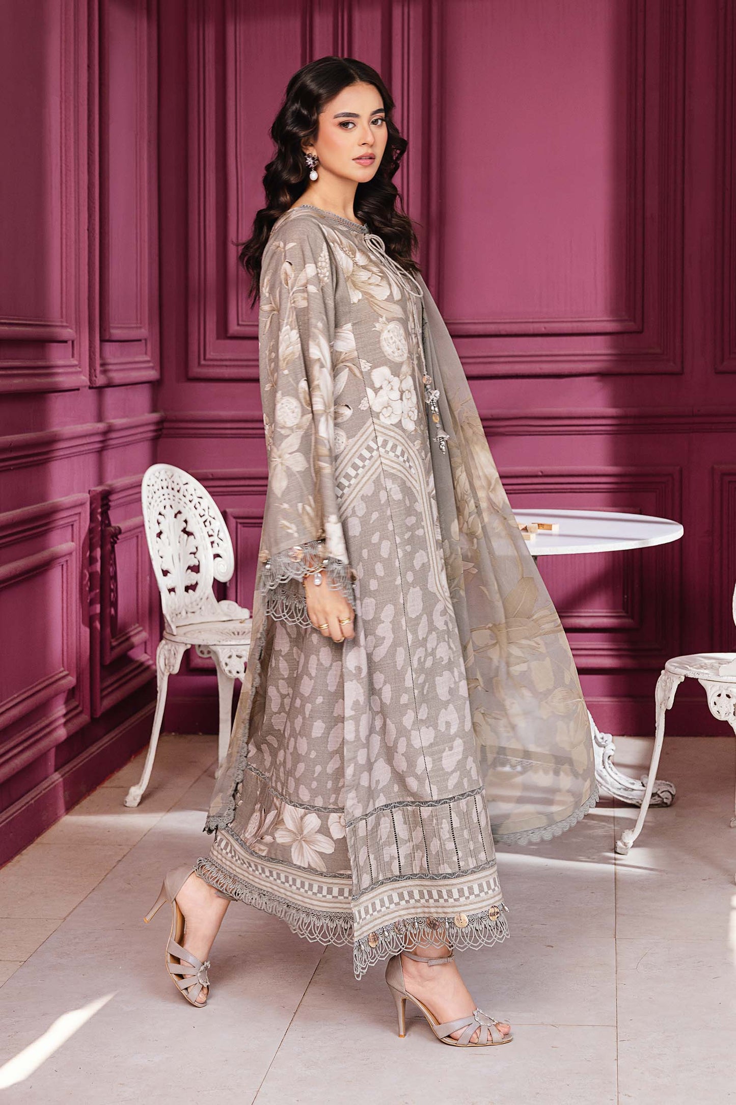 3 Pc Unstitched Printed Slub Khaddar Suit