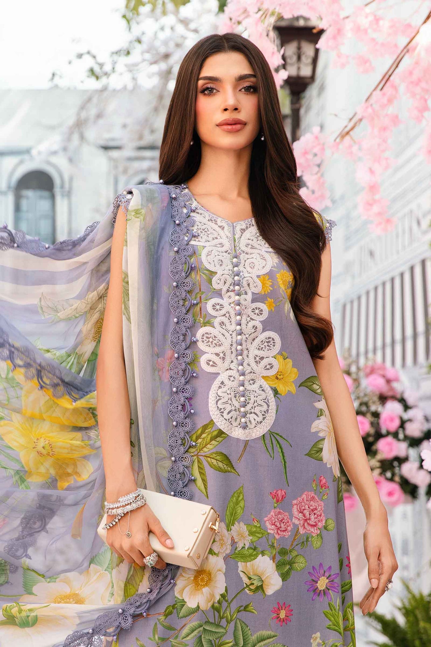 3 Piece Unstitched Embroidered Lawn Suit | MPT-2604-A