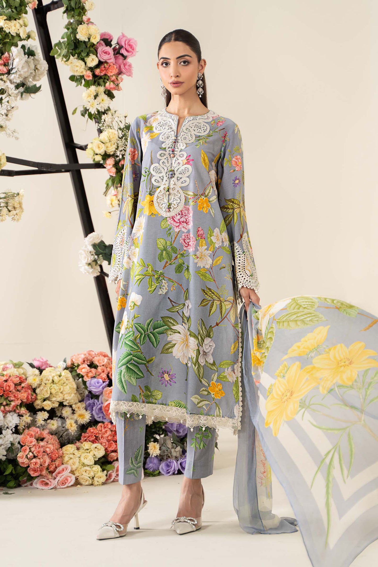 3 Piece Embroidered Lawn Suit | MPS-2604-A