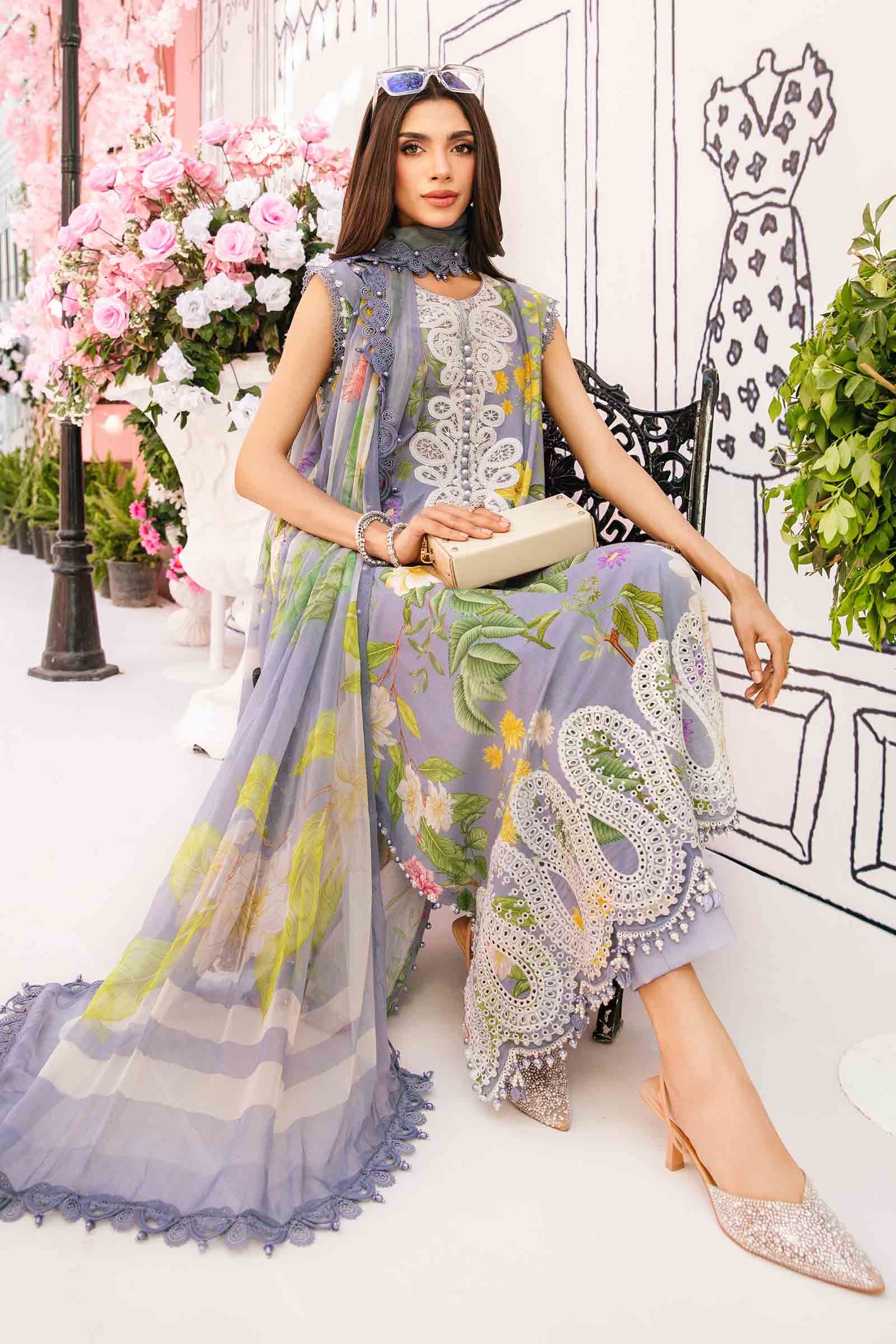 3 Piece Unstitched Embroidered Lawn Suit | MPT-2604-A