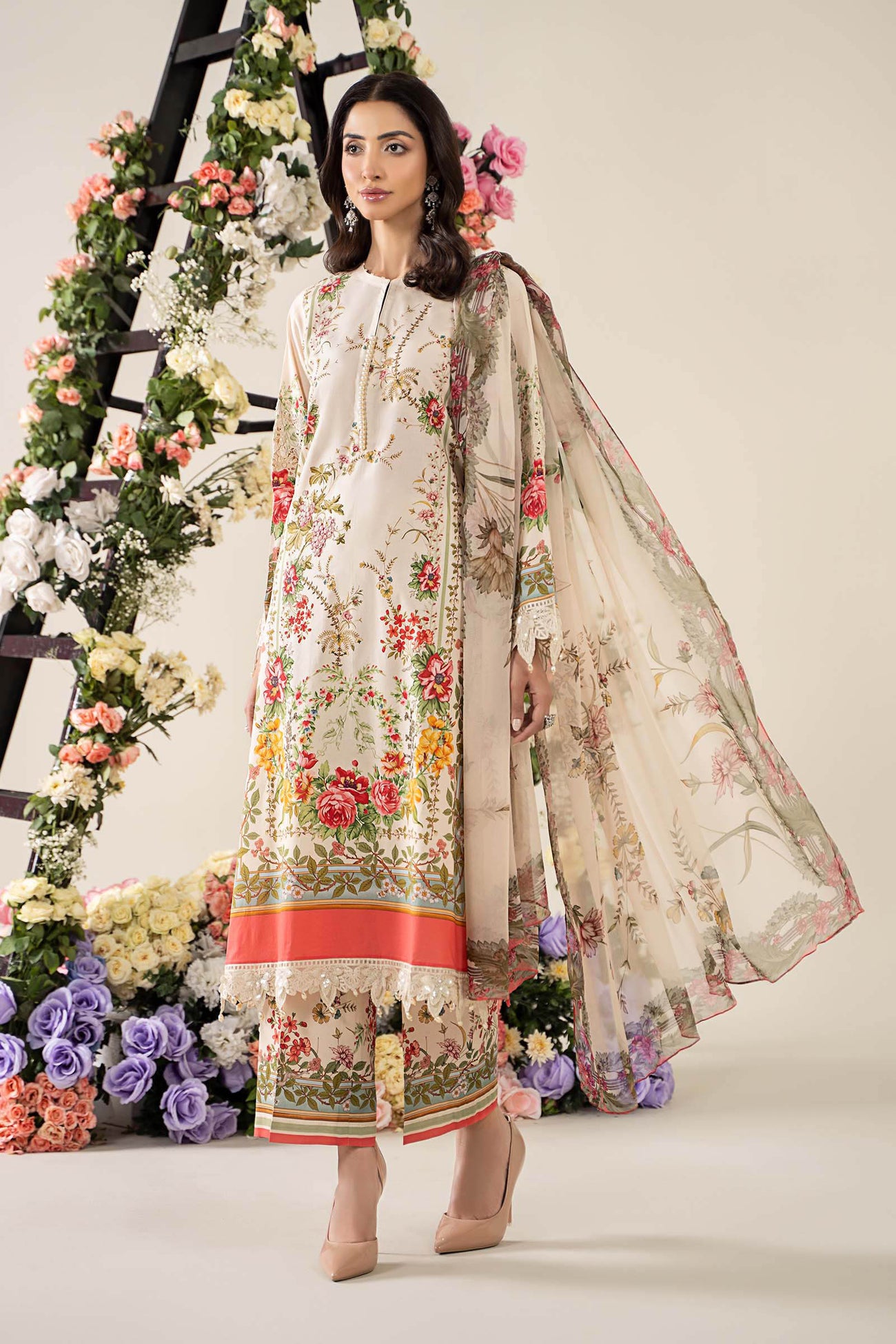 3 Piece Embroidered Lawn Suit | MPS-2605-A