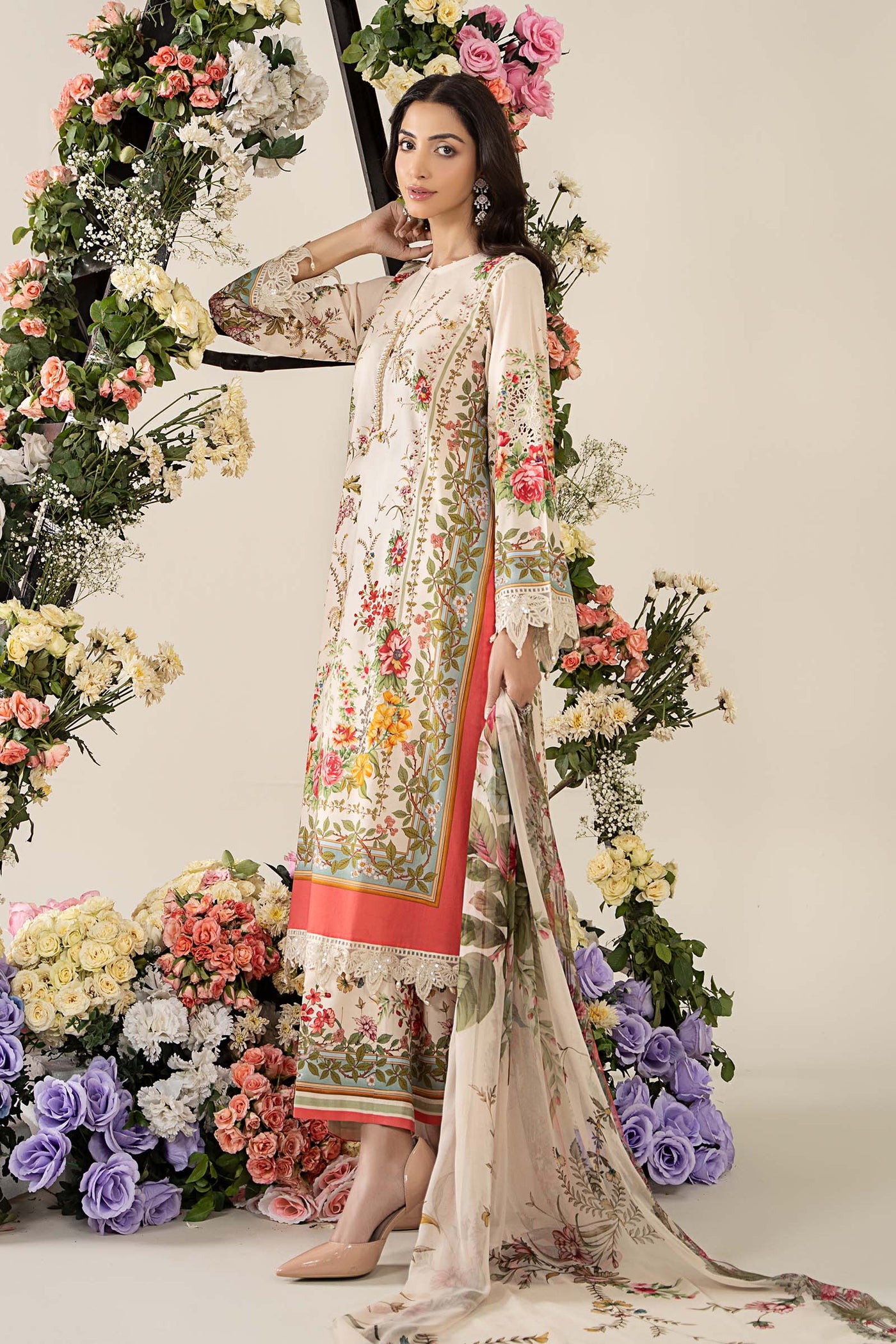 3 Piece Embroidered Lawn Suit | MPS-2605-A