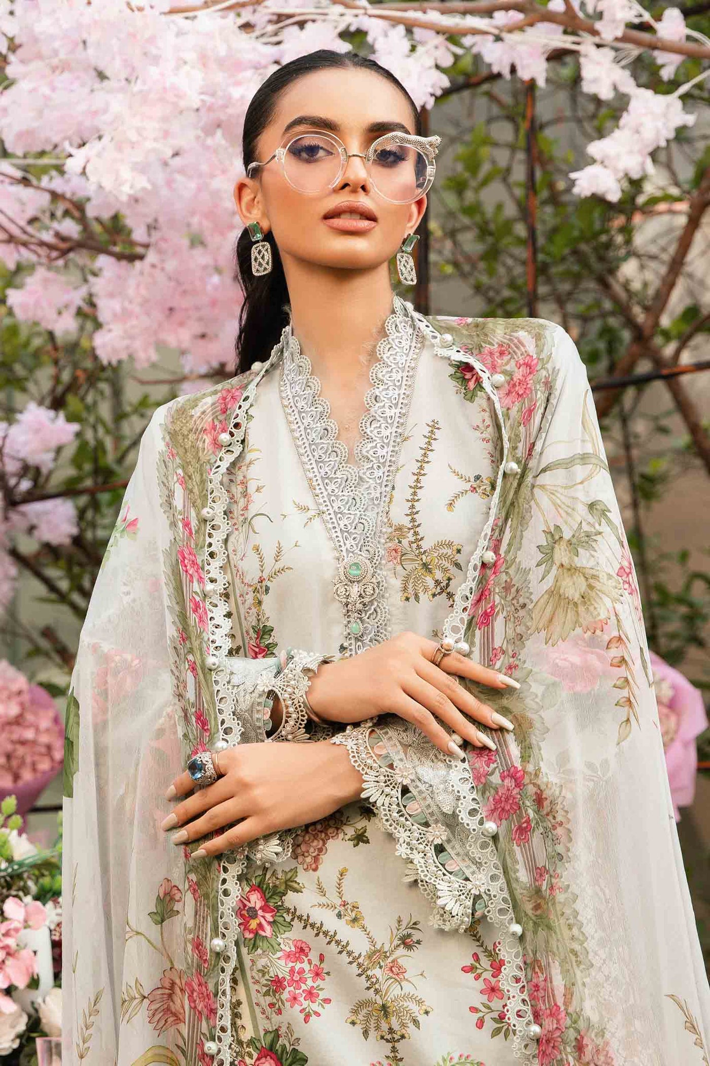 3 Piece Unstitched Embroidered Lawn Suit | MPT-2605-B