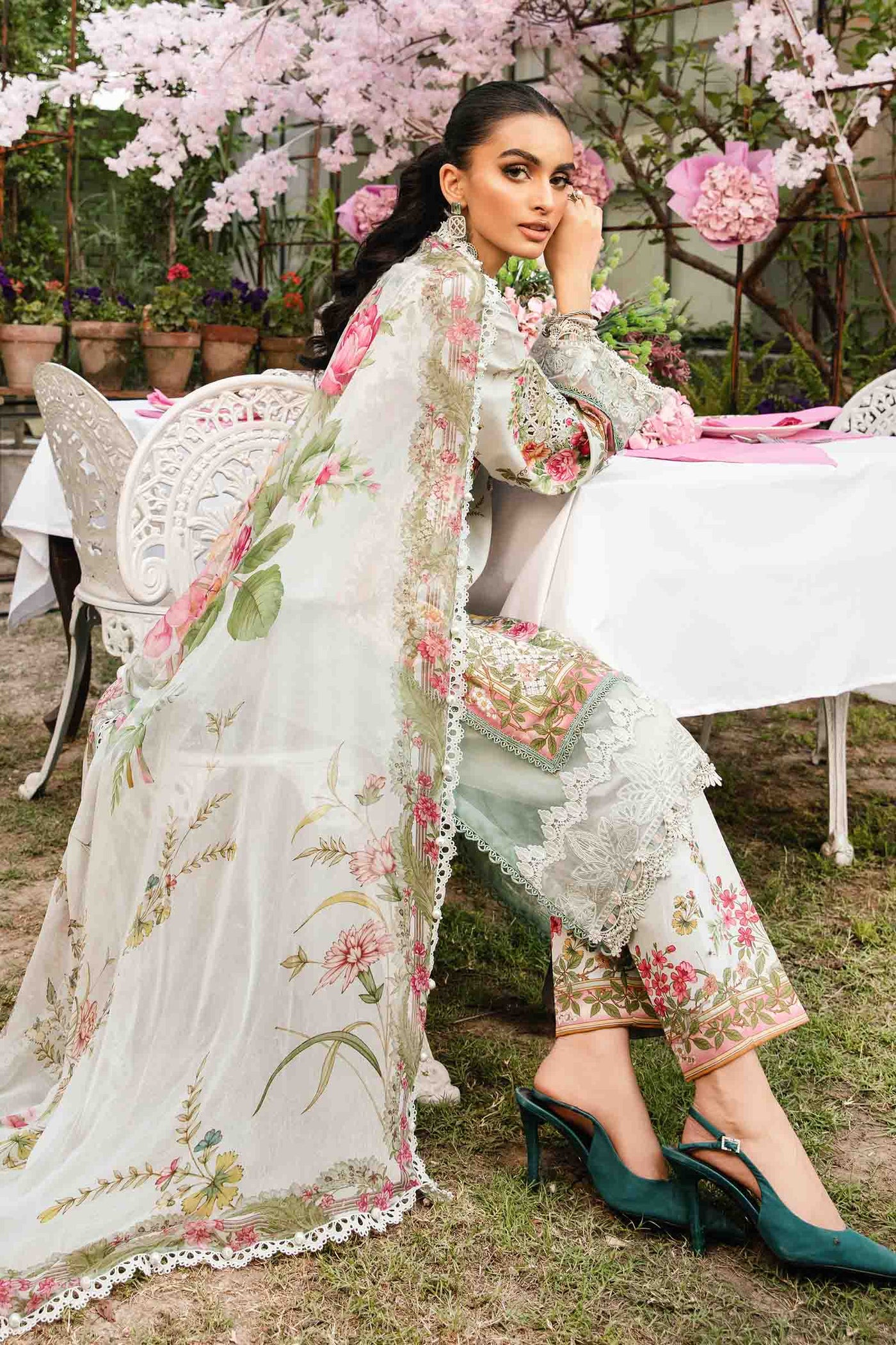 3 Piece Unstitched Embroidered Lawn Suit | MPT-2605-B