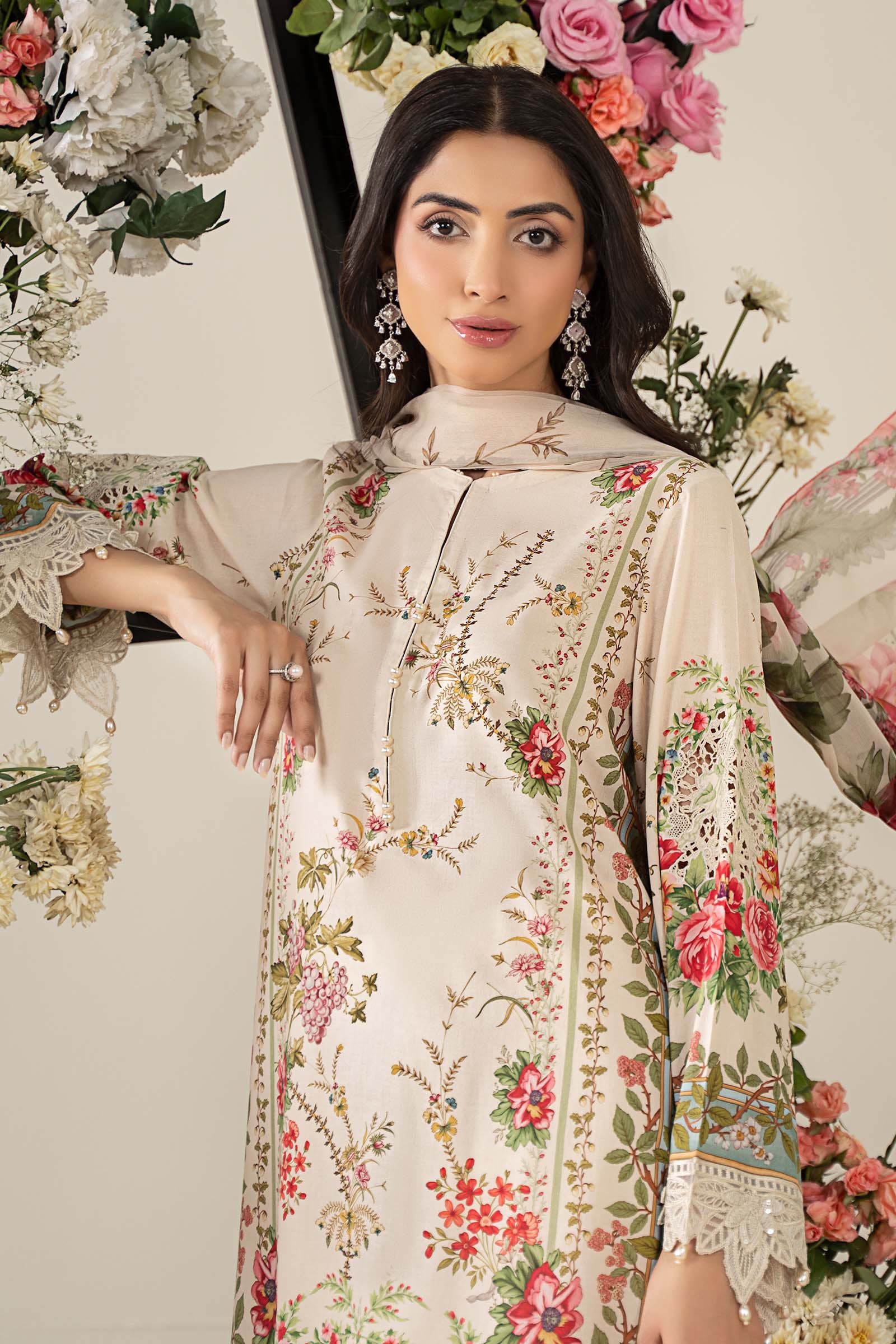3 Piece Unstitched Embroidered Lawn Suit | MPT-2605-A