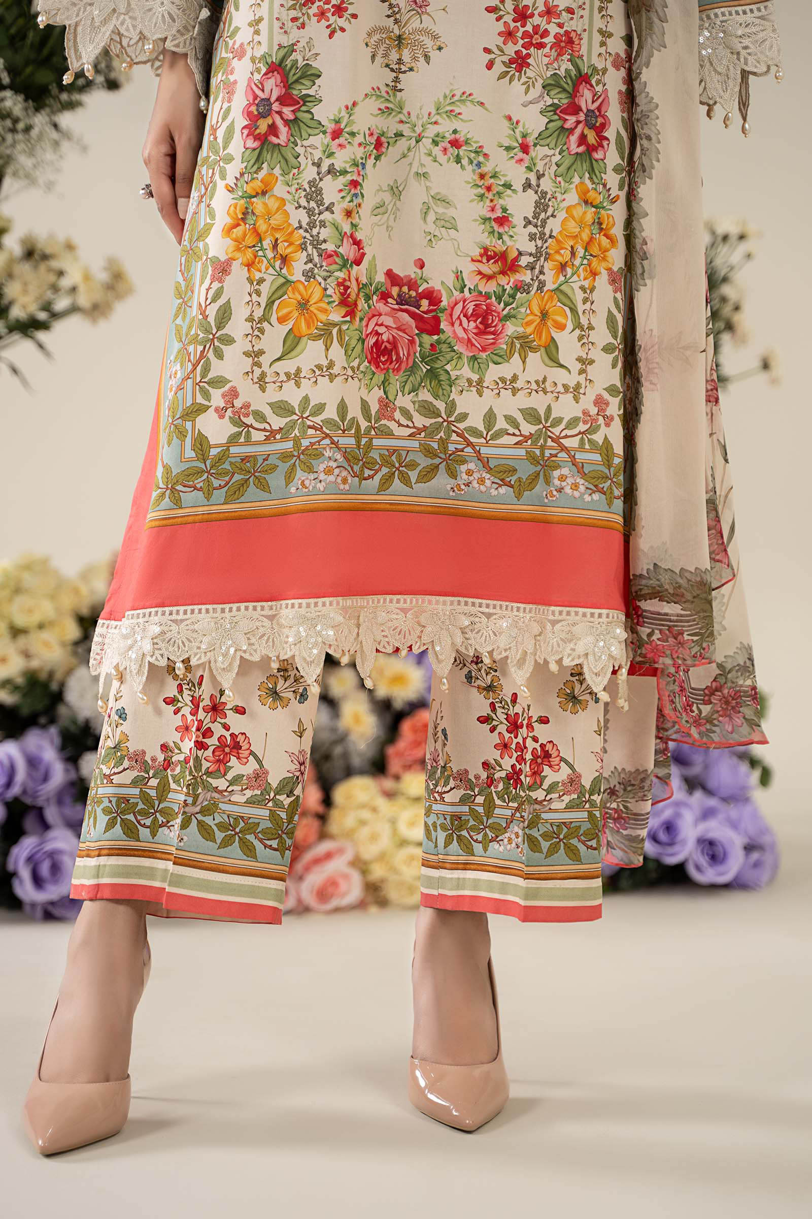 3 Piece Unstitched Embroidered Lawn Suit | MPT-2605-A