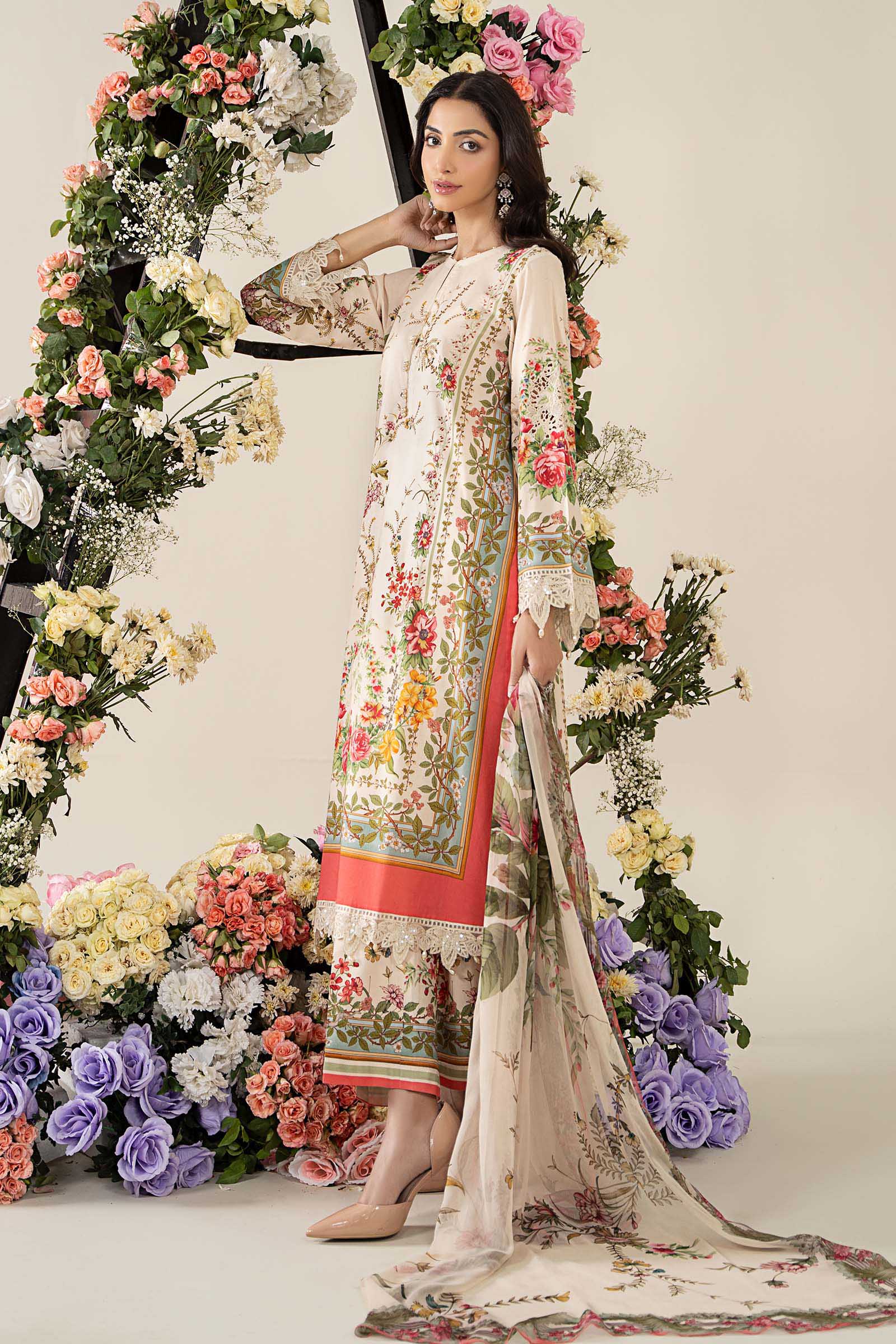 3 Piece Unstitched Embroidered Lawn Suit | MPT-2605-A