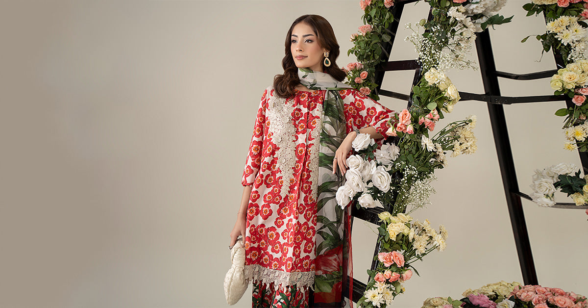 3 Piece Embroidered Lawn Suit | MPS-2606-B