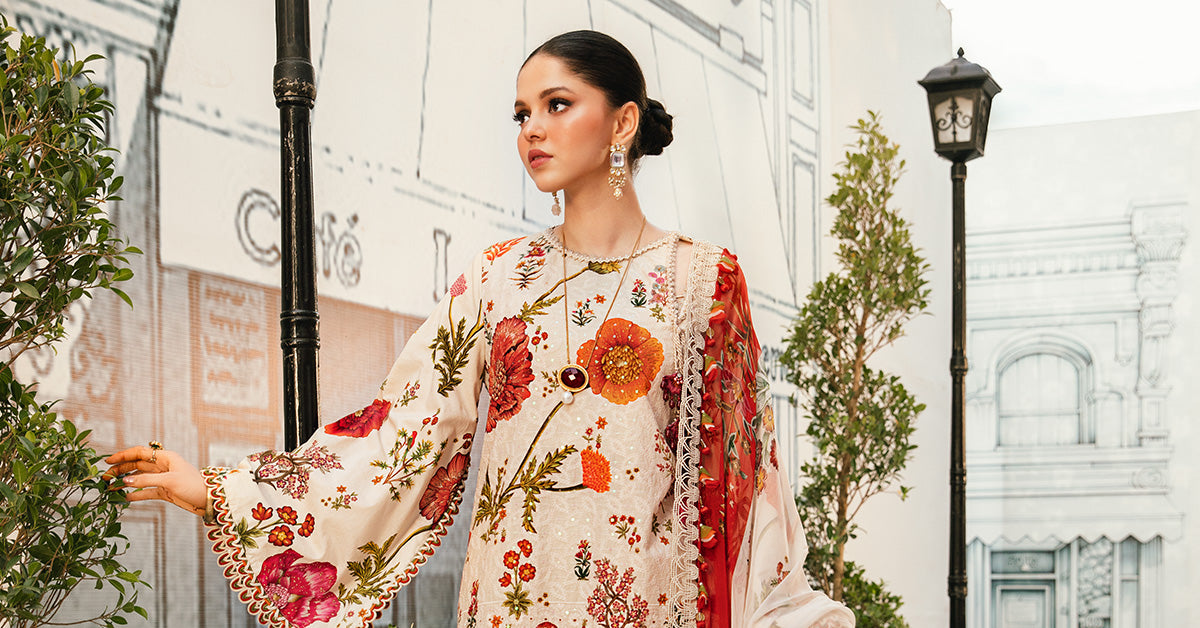3 Piece Unstitched Embroidered Lawn Suit | MPT-2607-A