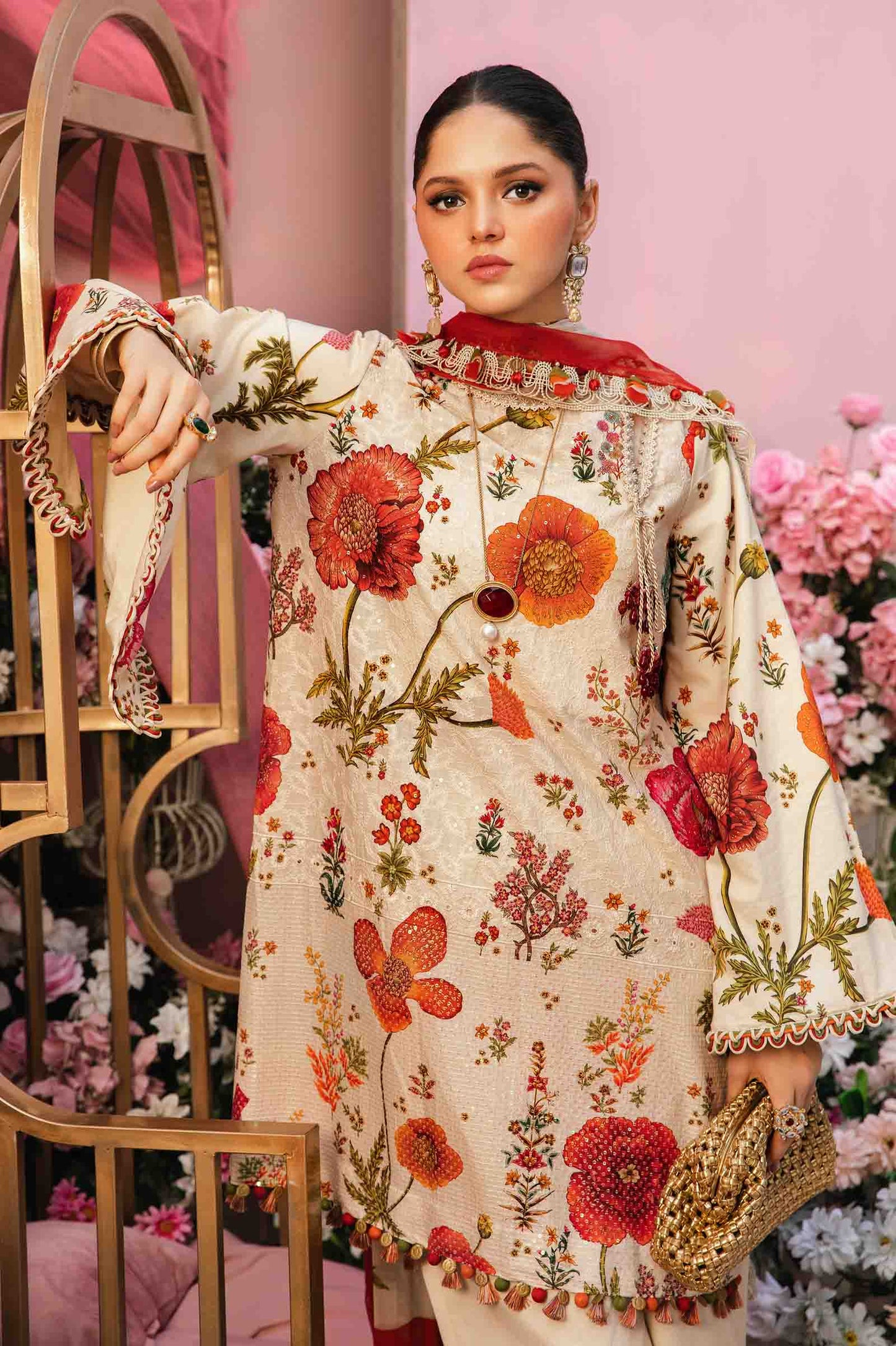 3 Piece Unstitched Embroidered Lawn Suit | MPT-2607-A