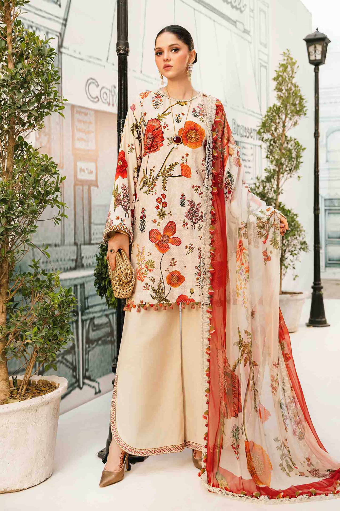 3 Piece Unstitched Embroidered Lawn Suit | MPT-2607-A